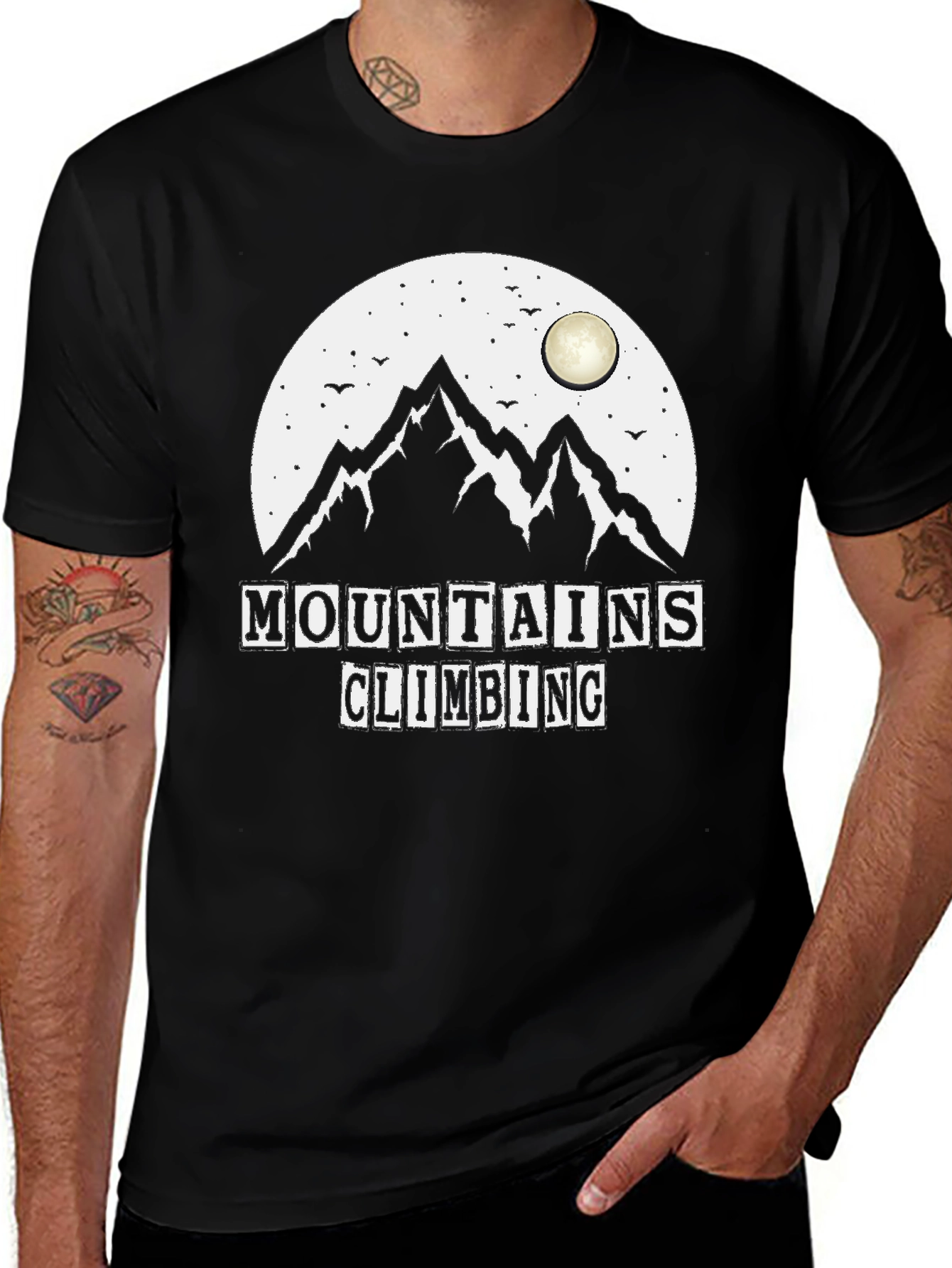 Variant 27 of Mountains Climbing Black Graphic T-Shirt
