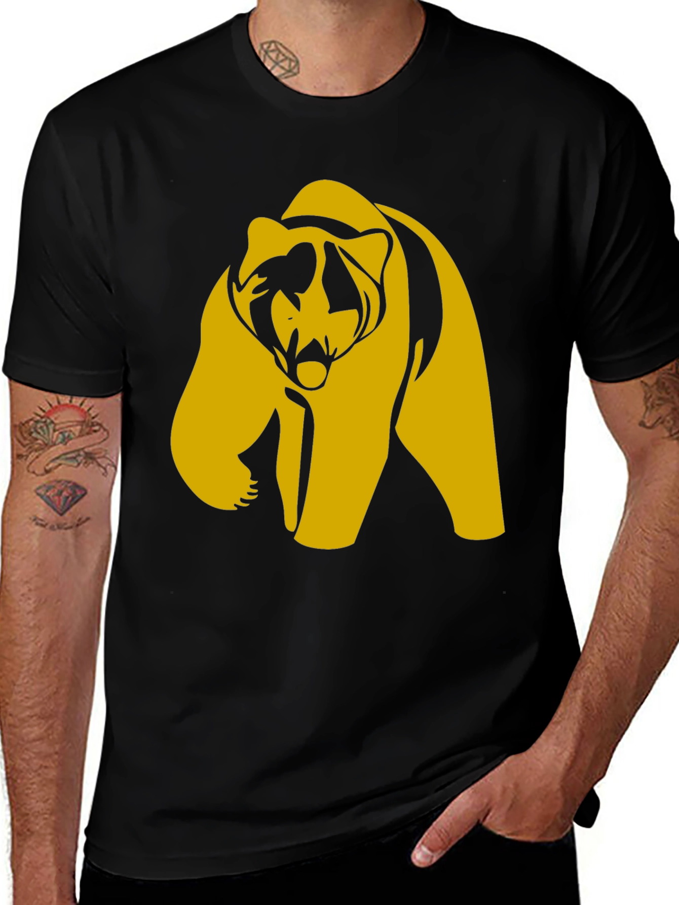 Variant 17 of Bold Bear Graphic Tee - Black Cotton Blend T-Shirt