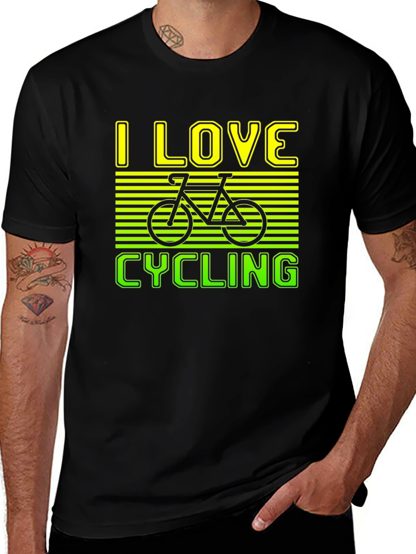 Variant 25 of I Love Cycling Graphic Tee - Black Cotton T-Shirt