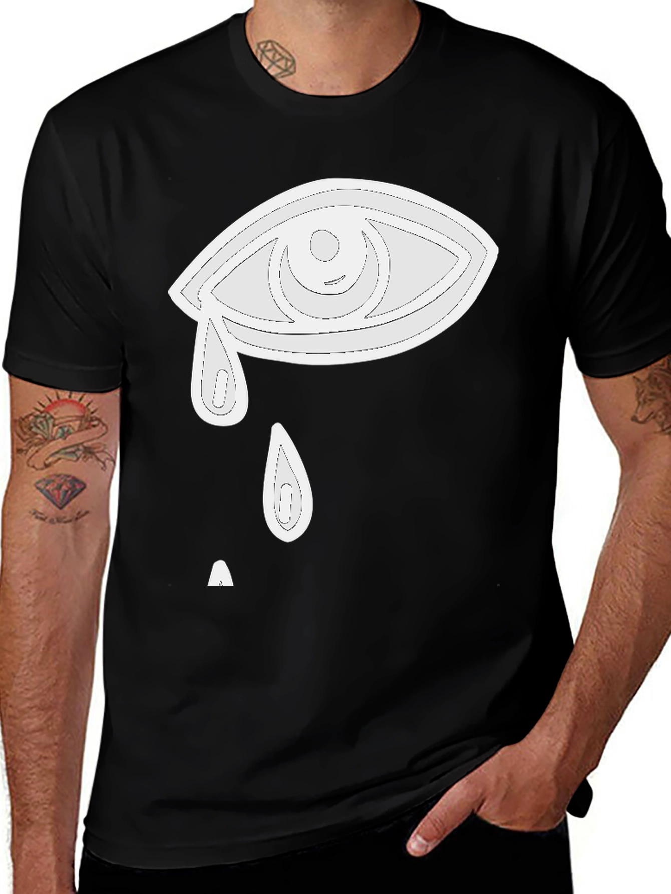 Variant 22 of Eye Crying Graphic T-Shirt - Black