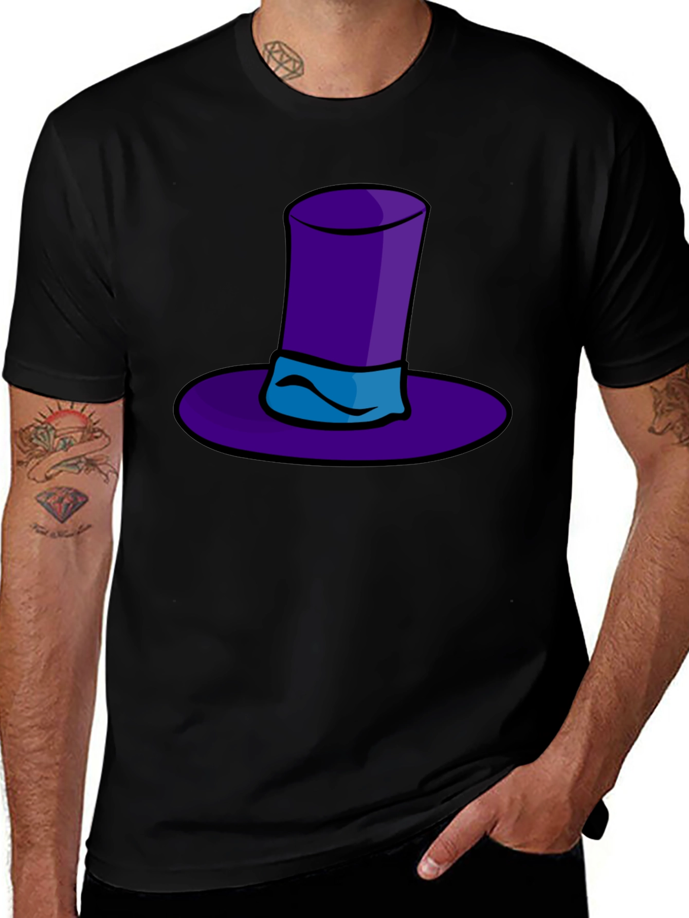 Whimsical Purple Hat Graphic Tee - Quirky Style