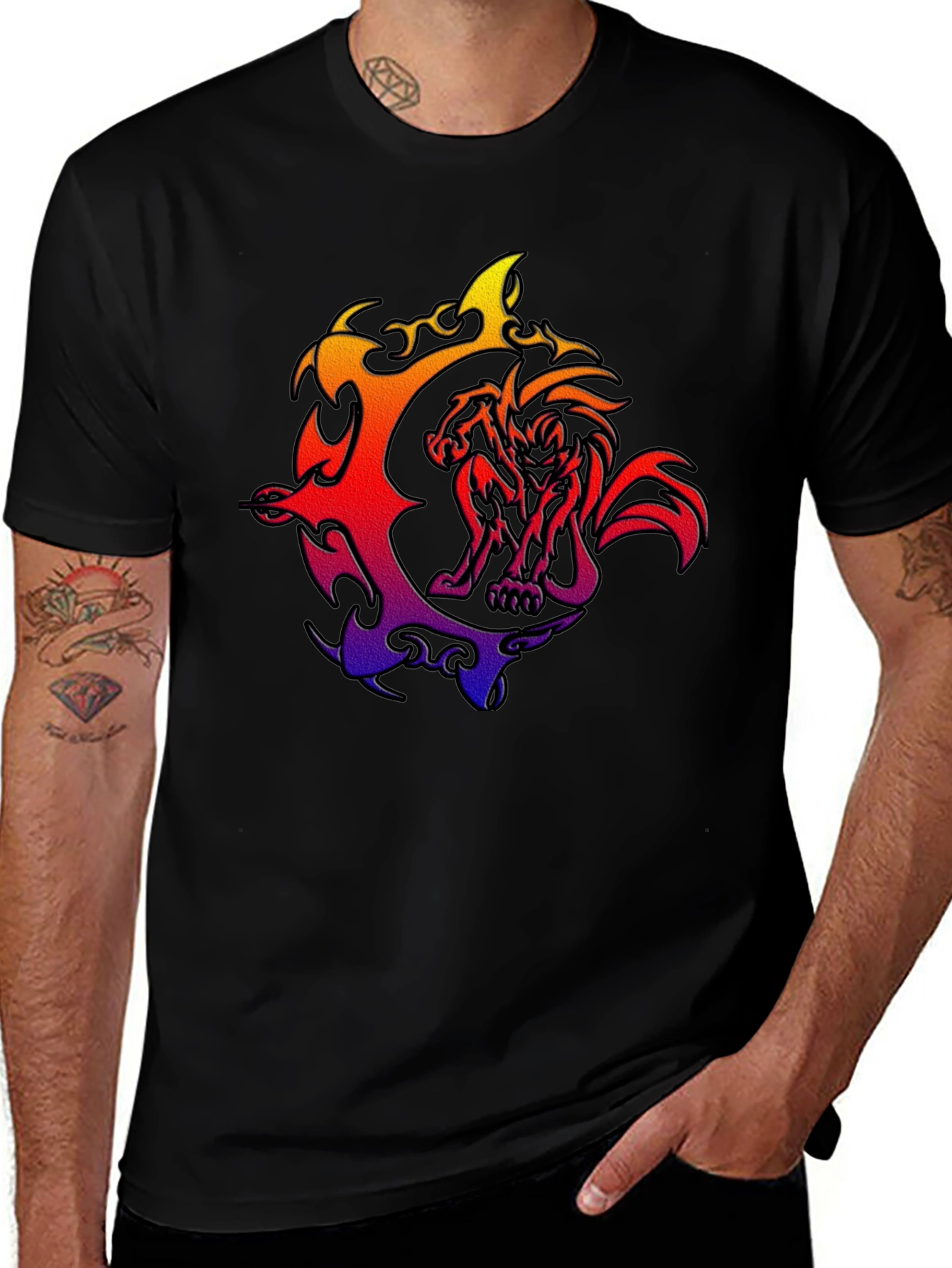 Variant 6 of Fiery Beast Graphic T-Shirt - Bold Style