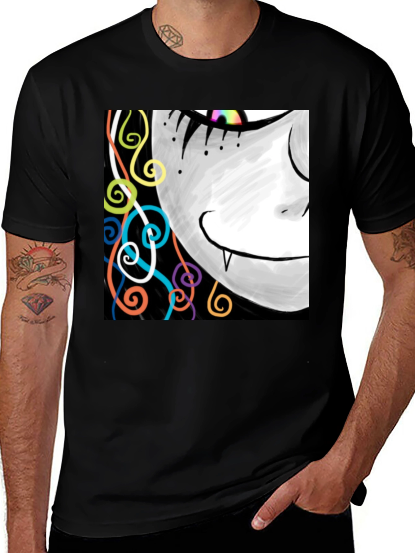 Funky Vampire Tee - Artistic Graphic Print
