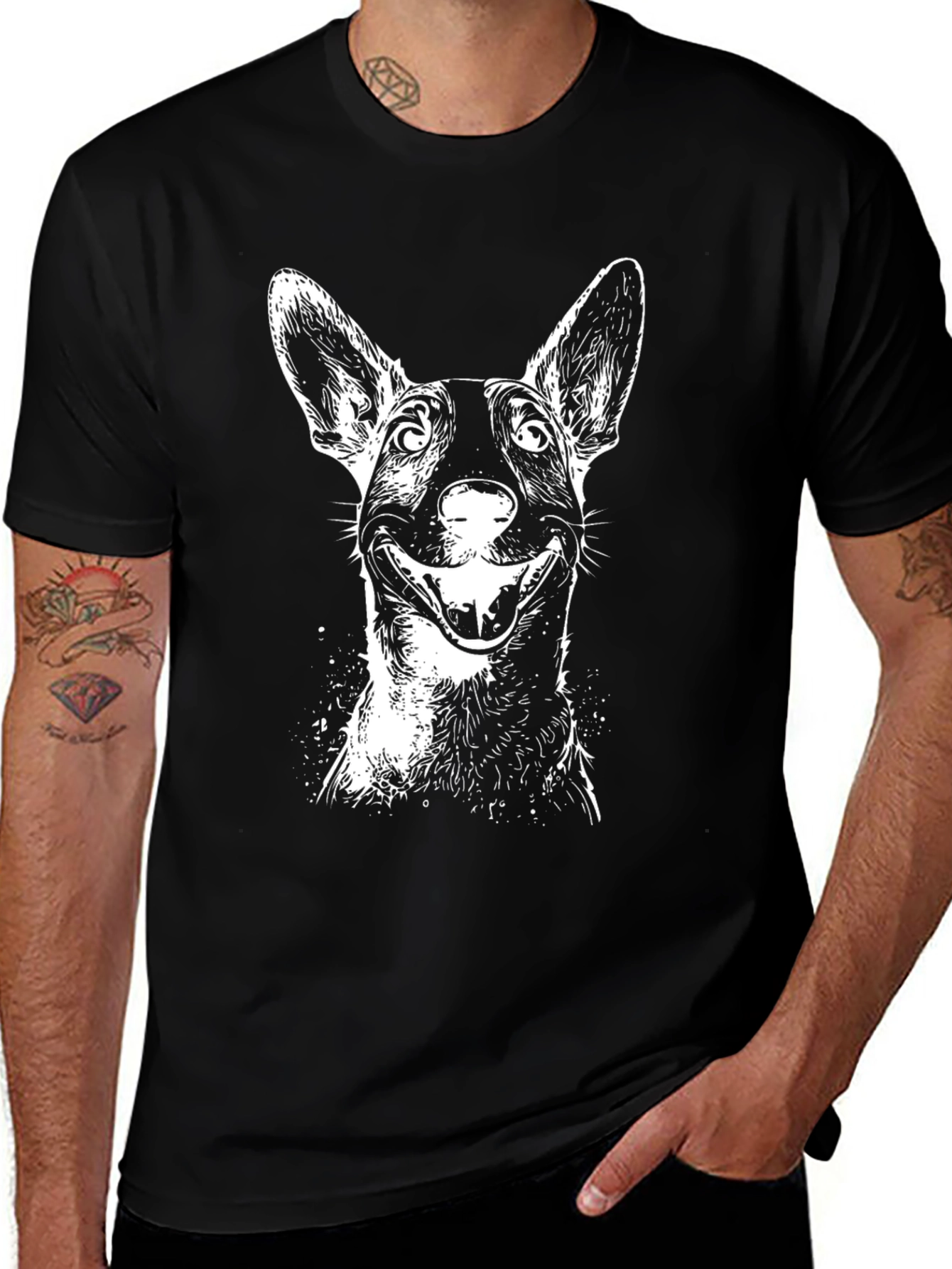 Variant 11 of Dog Graphic Black T-Shirt - Unique Animal Design