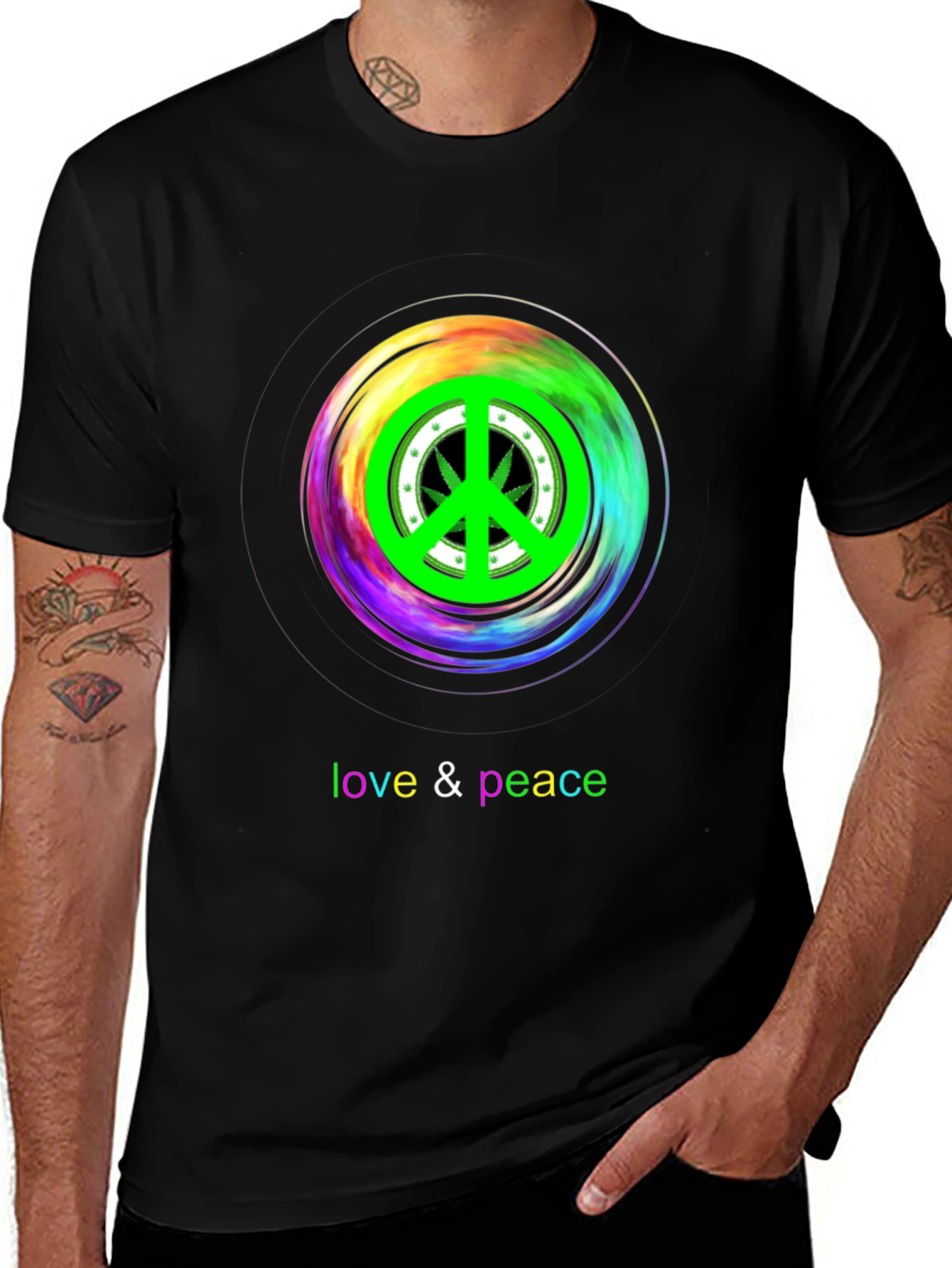 Variant 15 of Peace & Love Rainbow Graphic T-Shirt