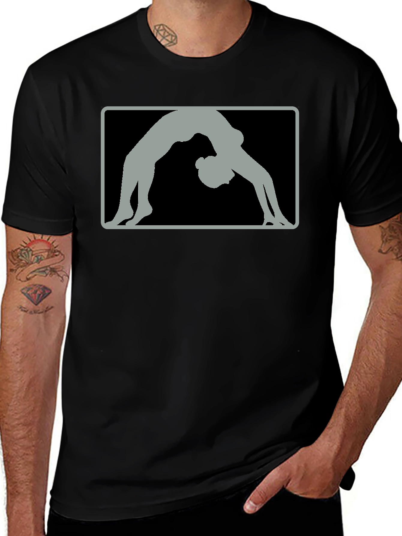 Variant 13 of Yoga Pose Graphic Tee - Black Cotton T-Shirt