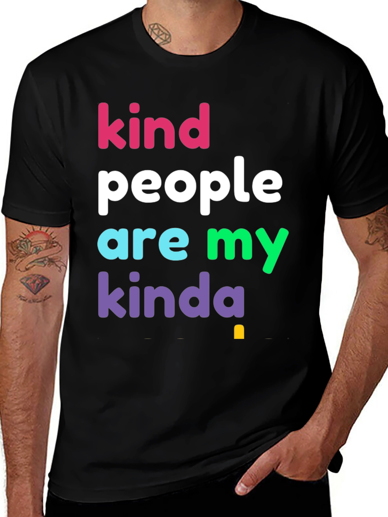 Black Kind People T-Shirt - Colorful Graphic Tee main image