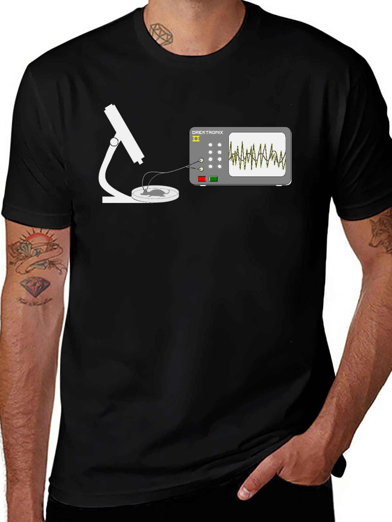 Lab Science T-Shirt: Microscope & Oscilloscope Design