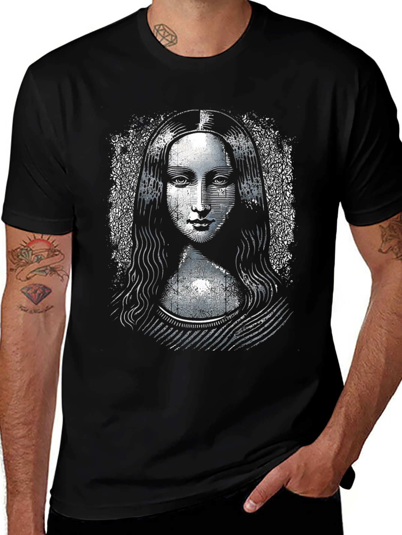 Variant 11 of Mona Lisa Graphic Print Black T-Shirt