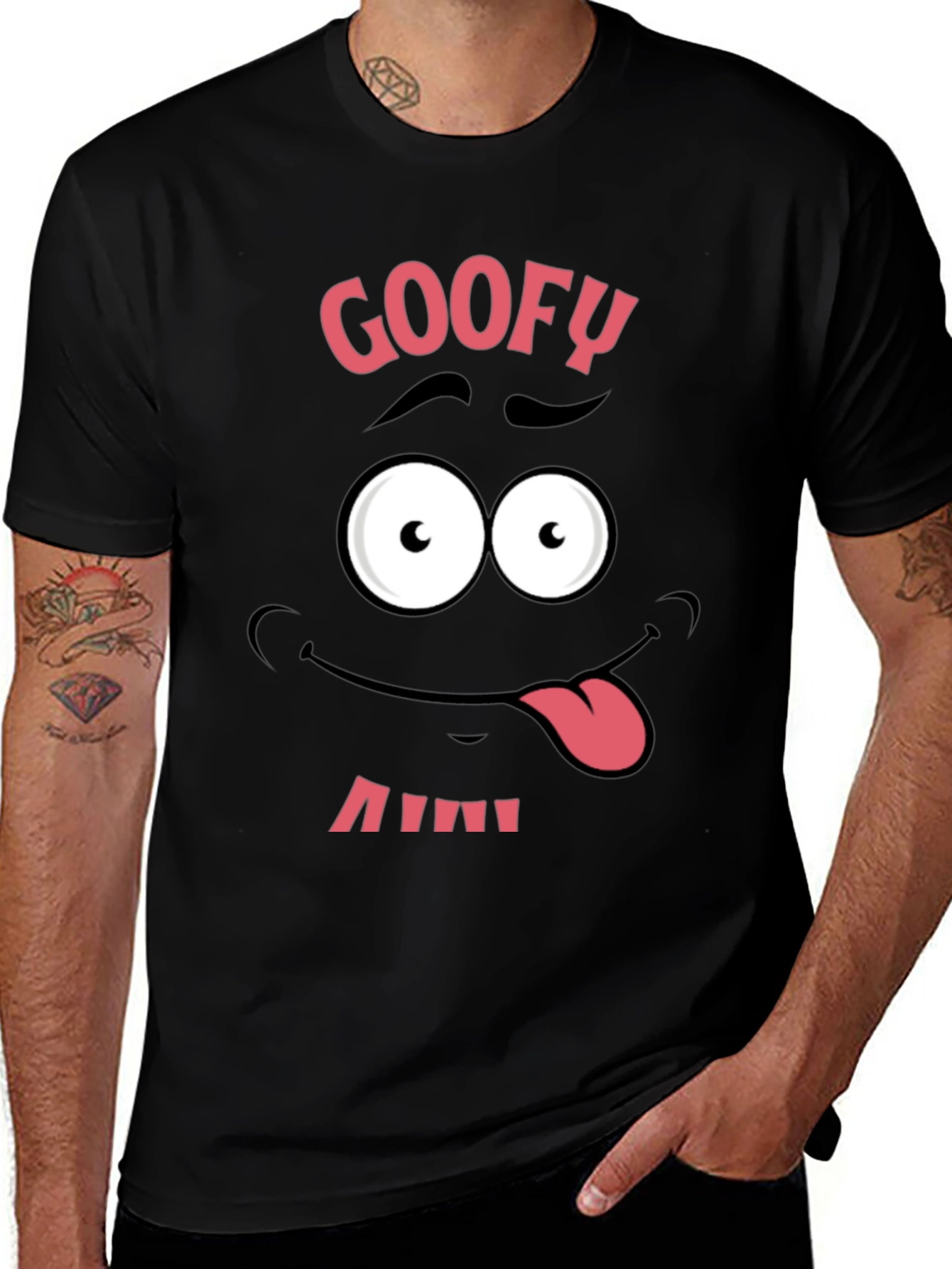 Black Funny Goofy Face Graphic Tee - Black main image