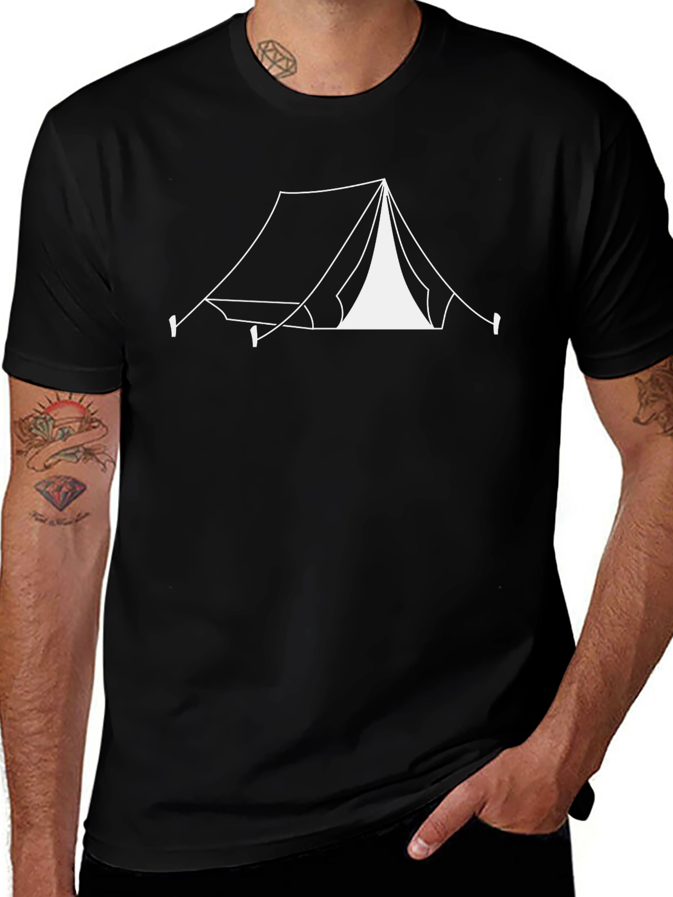 Variant 25 of Camping Tent Graphic Tee - Black