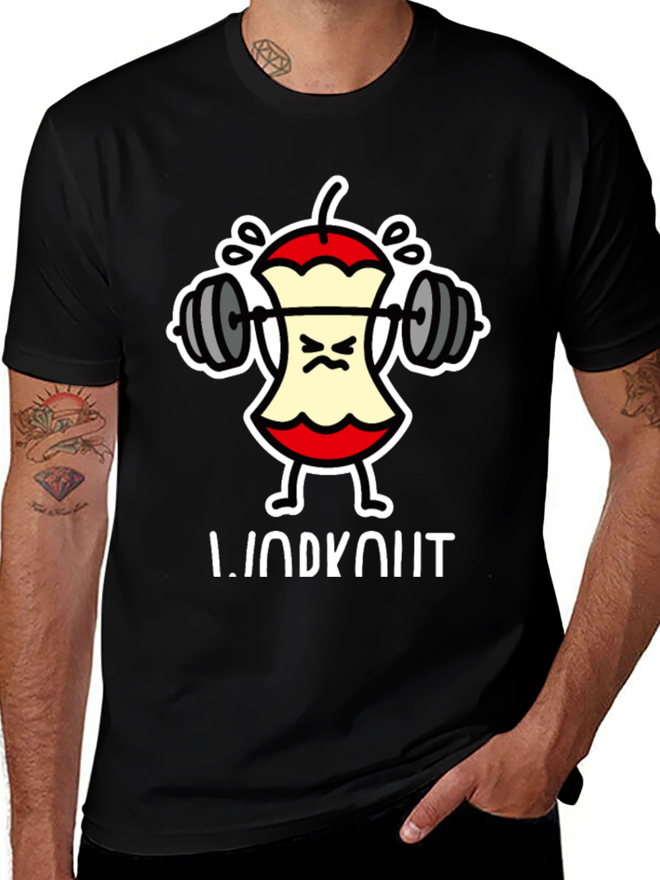 Variant 5 of Workout Apple Core T-Shirt - Gym Humor