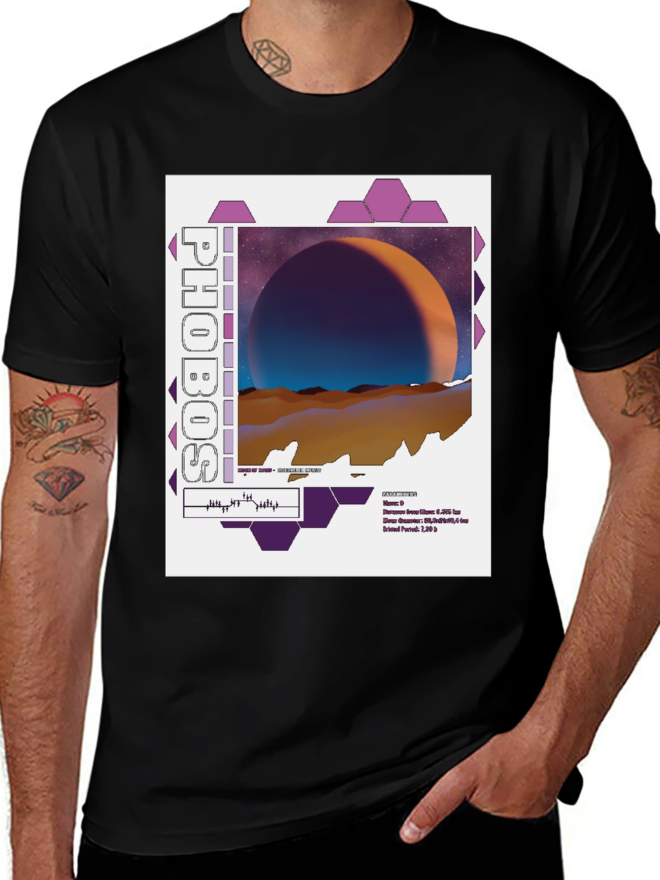 Phobos Graphic Tee - Space Moon Design