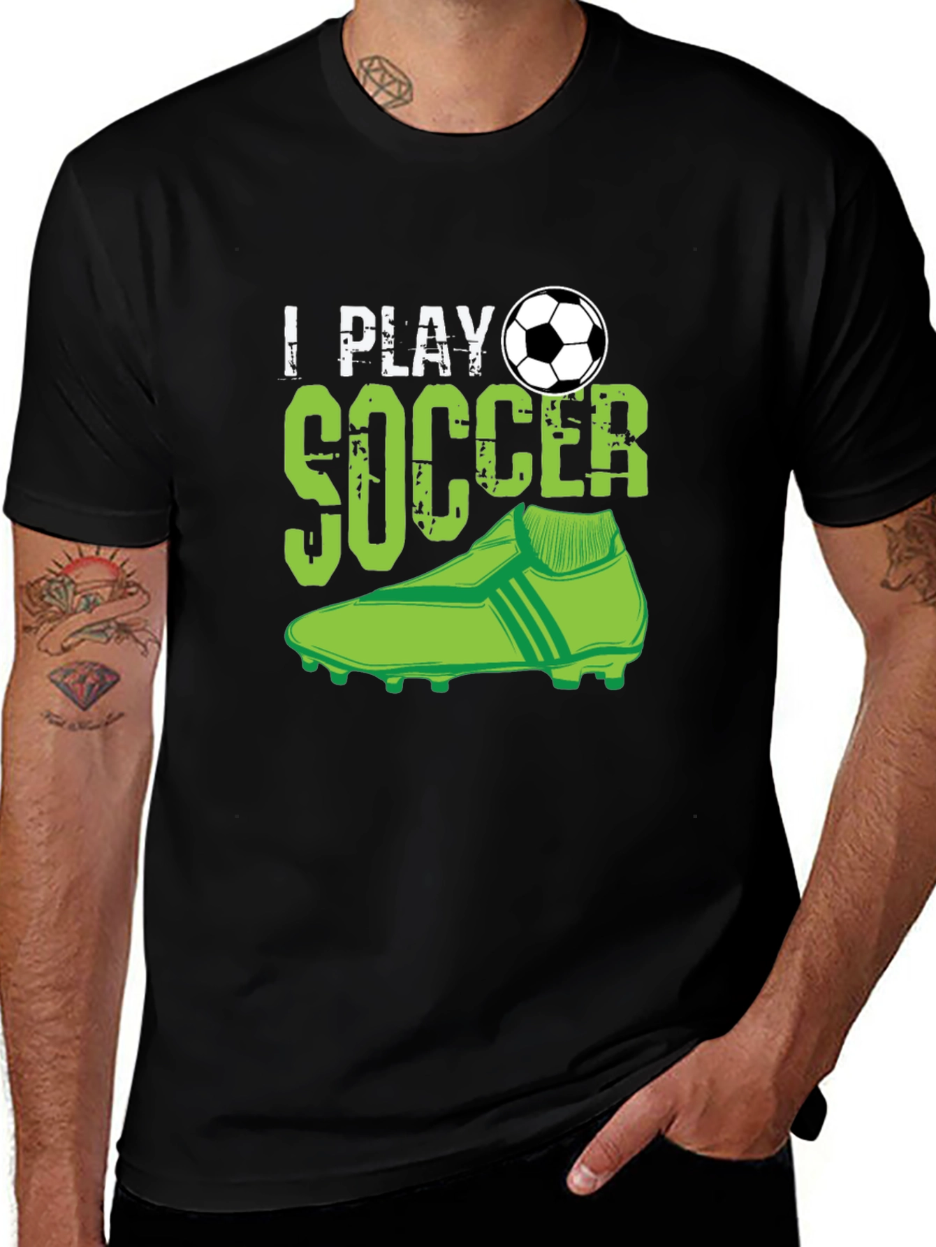 Variant 3 of I Play Soccer Black T-Shirt