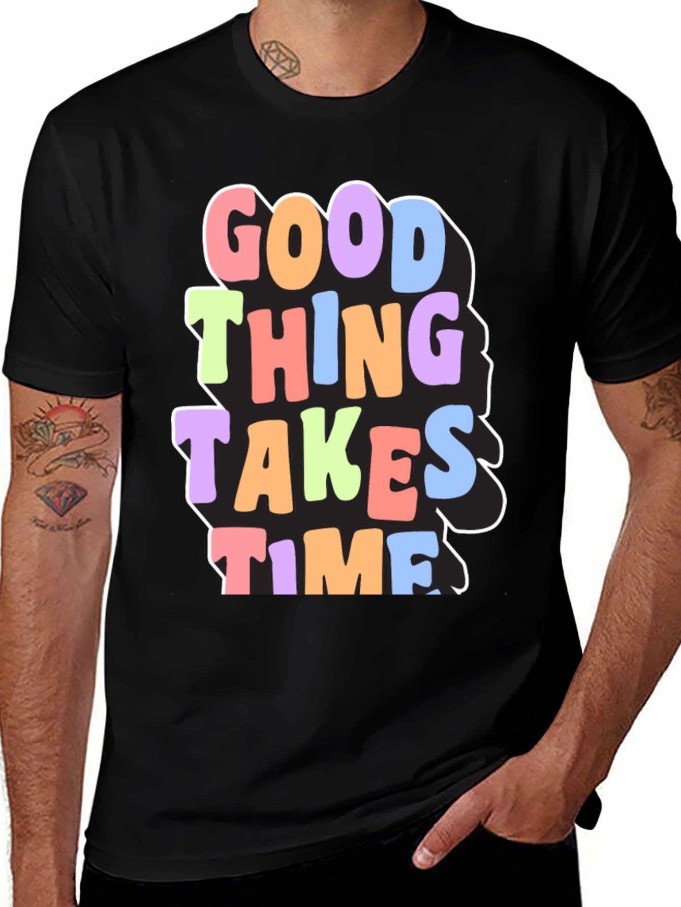 Variant 17 of Good Things Take Time Graphic Tee - Black