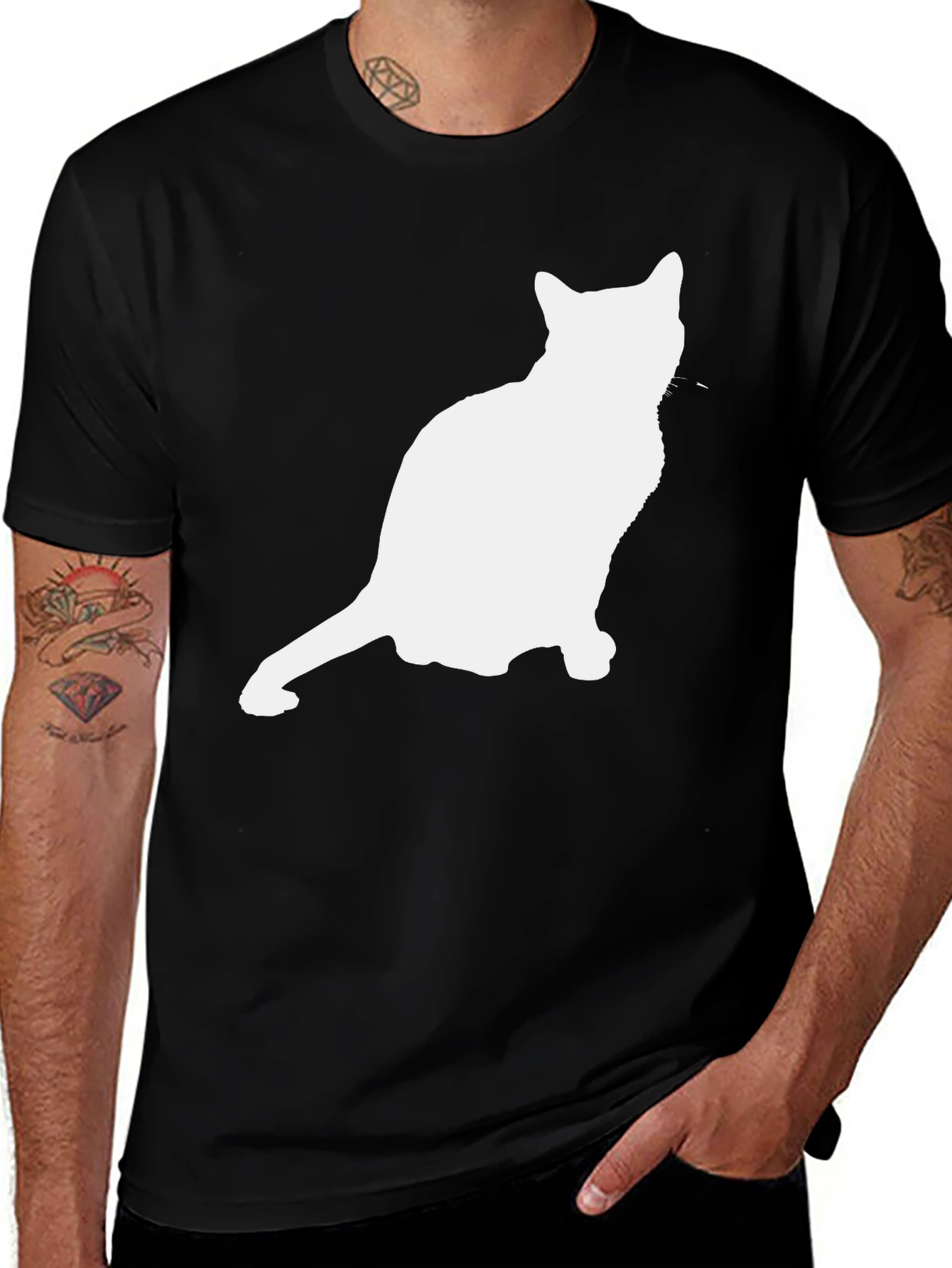 Variant 16 of Cat Silhouette Graphic Tee - Unisex Black T-Shirt
