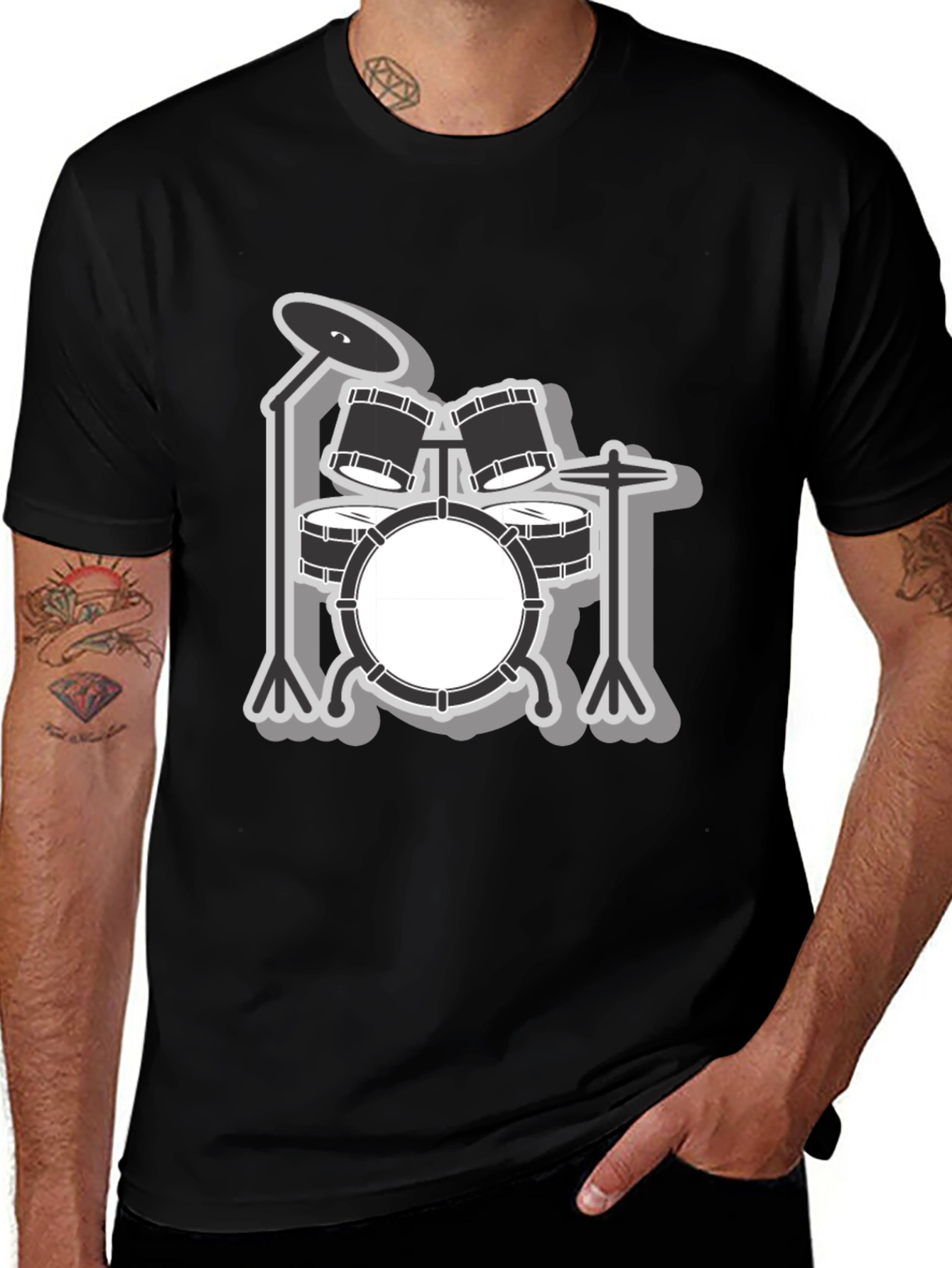 Variant 6 of Drum Kit Graphic Tee - Music Lover Shirt