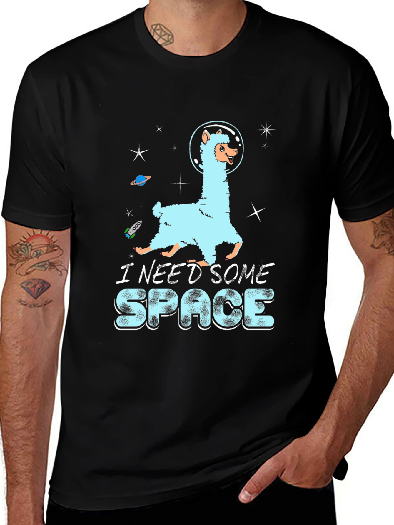 Variant 8 of I Need Some Space Llama Graphic T-Shirt