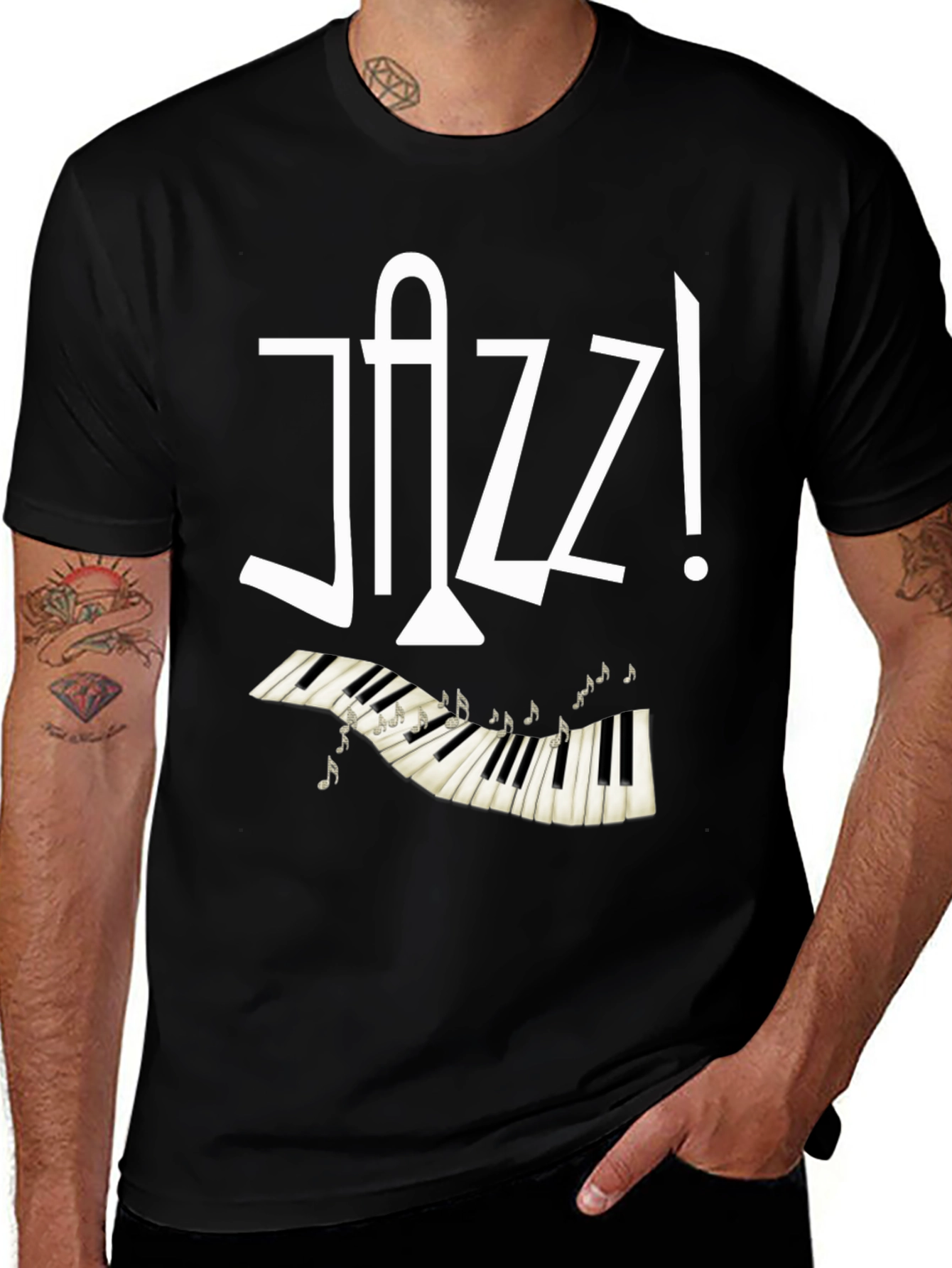 Variant 10 of Jazz Piano Music Notes Graphic T-Shirt