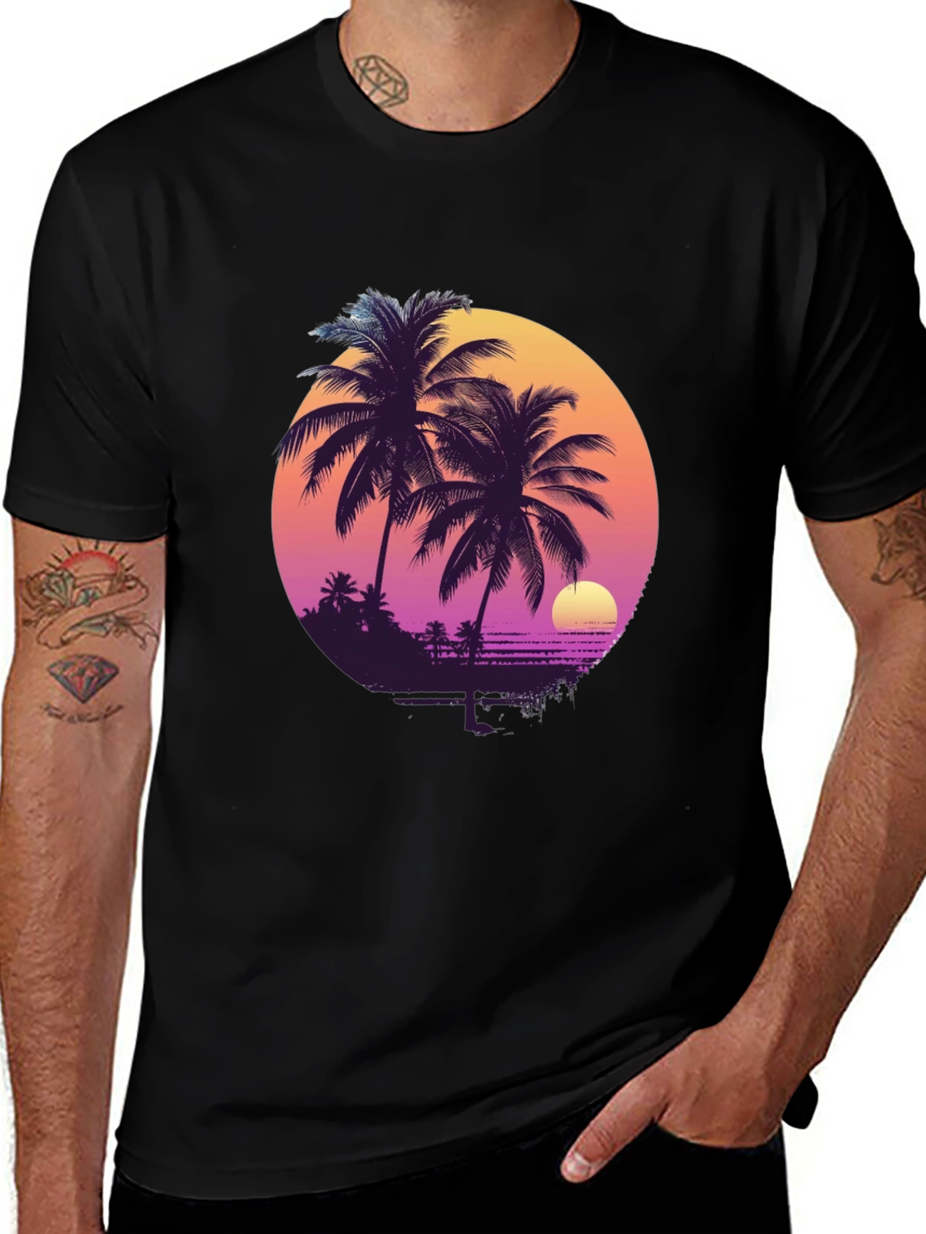 Variant 12 of Retro Sunset Palm Tree T-Shirt