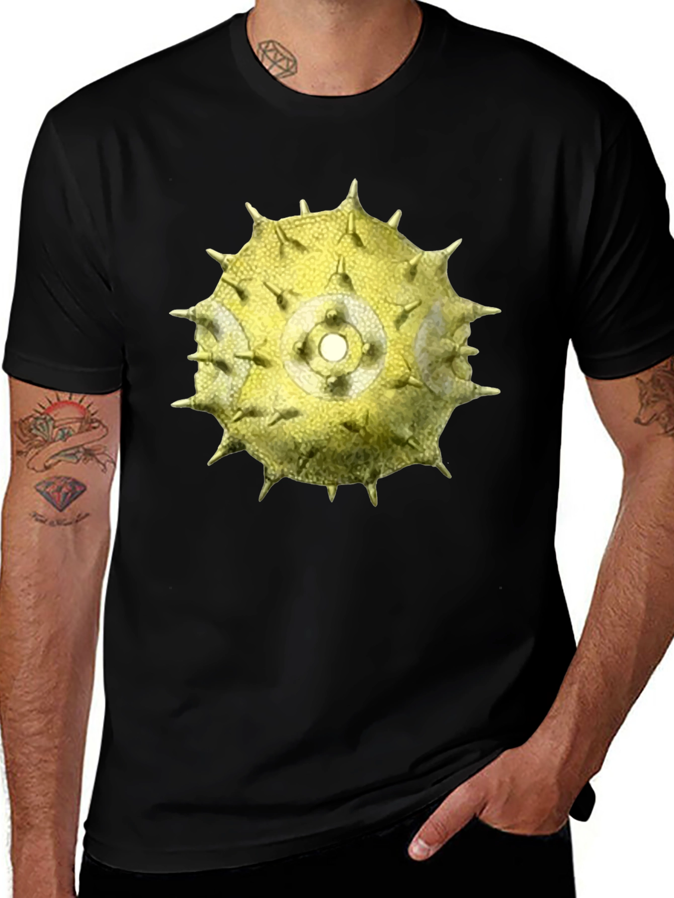 Variant 23 of Spiked Globe Graphic Black T-Shirt