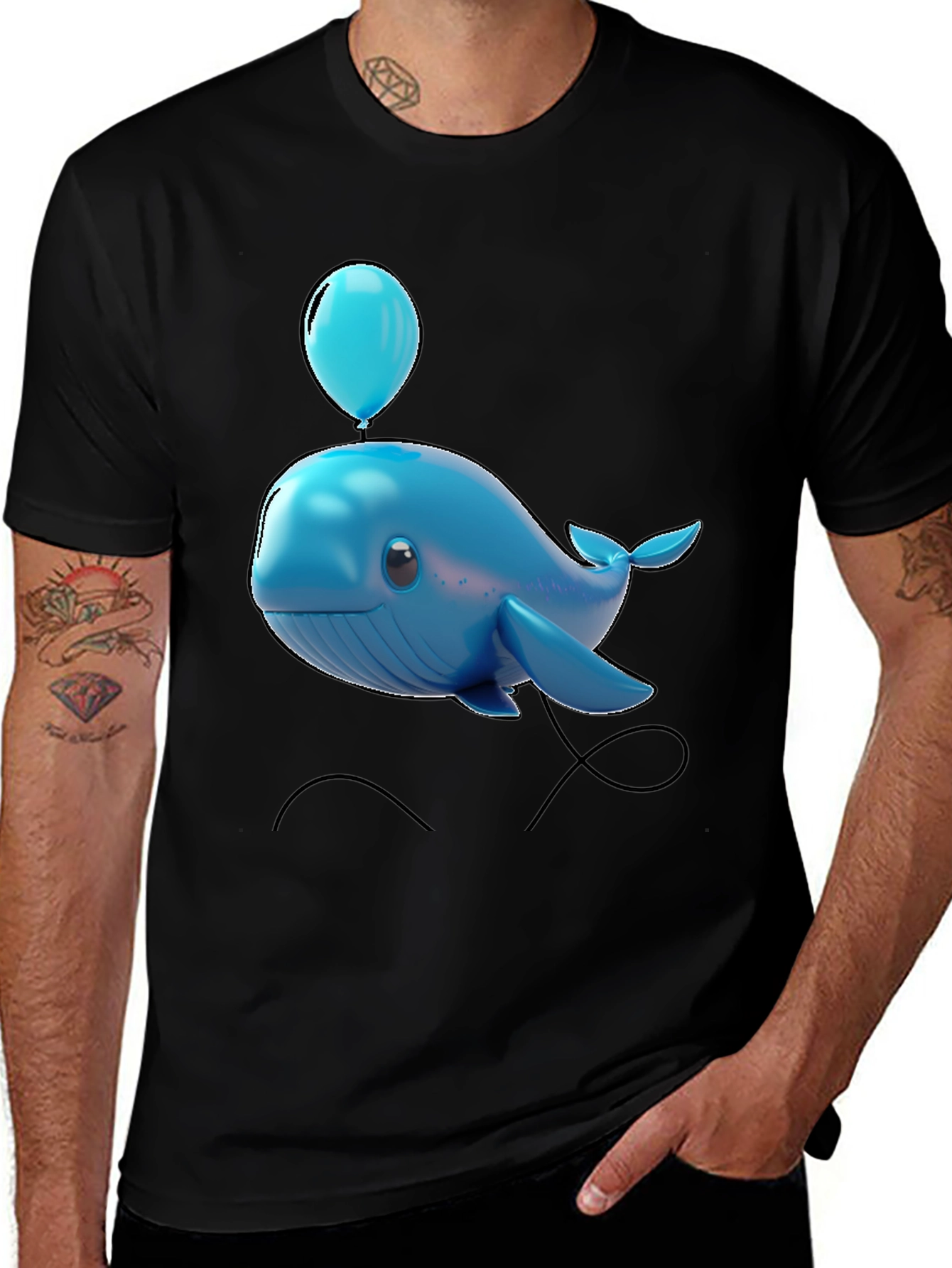 Variant 7 of Blue Whale Balloon Graphic Tee