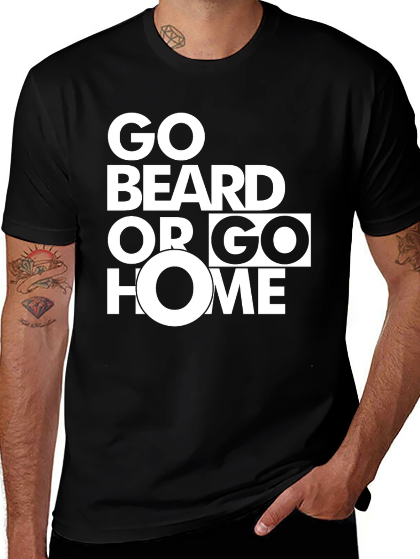 Variant 29 of Go Beard or Go Home Black Graphic T-Shirt