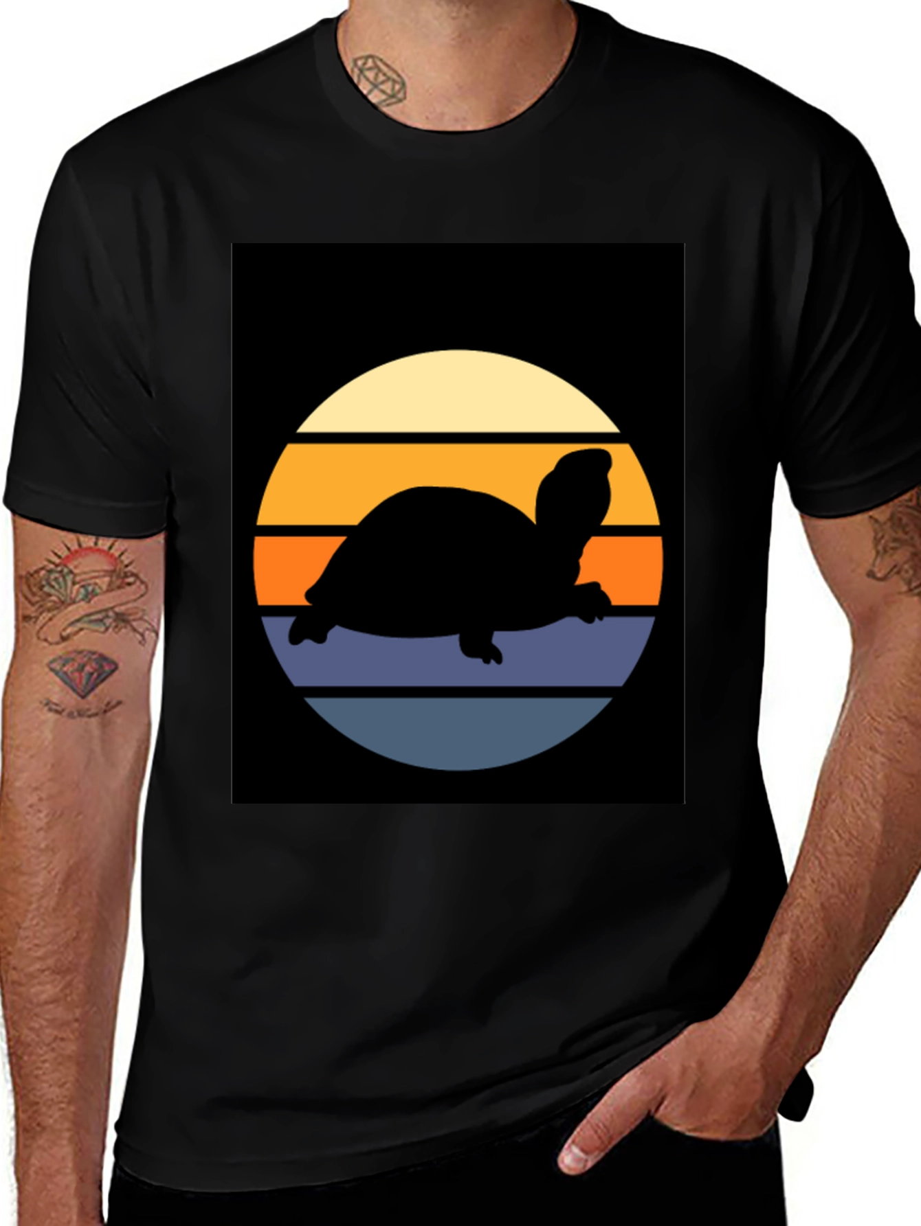 Variant 30 of Retro Turtle Sunset Graphic Tee
