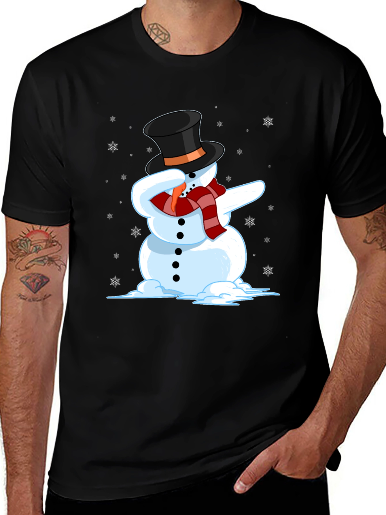 Variant 15 of Dabbing Snowman Graphic Tee - Holiday Fun