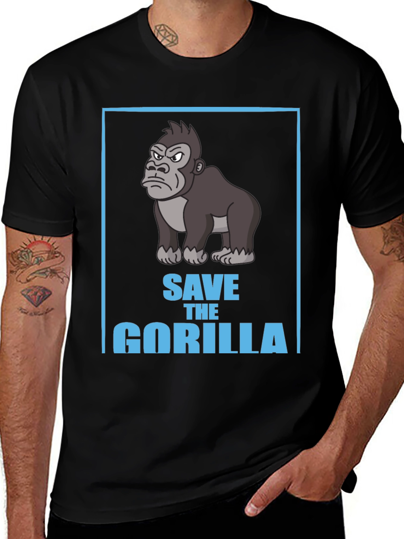 Variant 22 of Save the Gorilla Graphic T-Shirt - Black