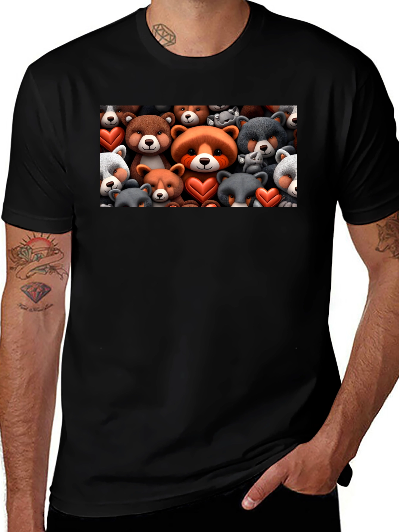 Variant 11 of Bear Heart T-Shirt - Cute Cartoon Animal Tee