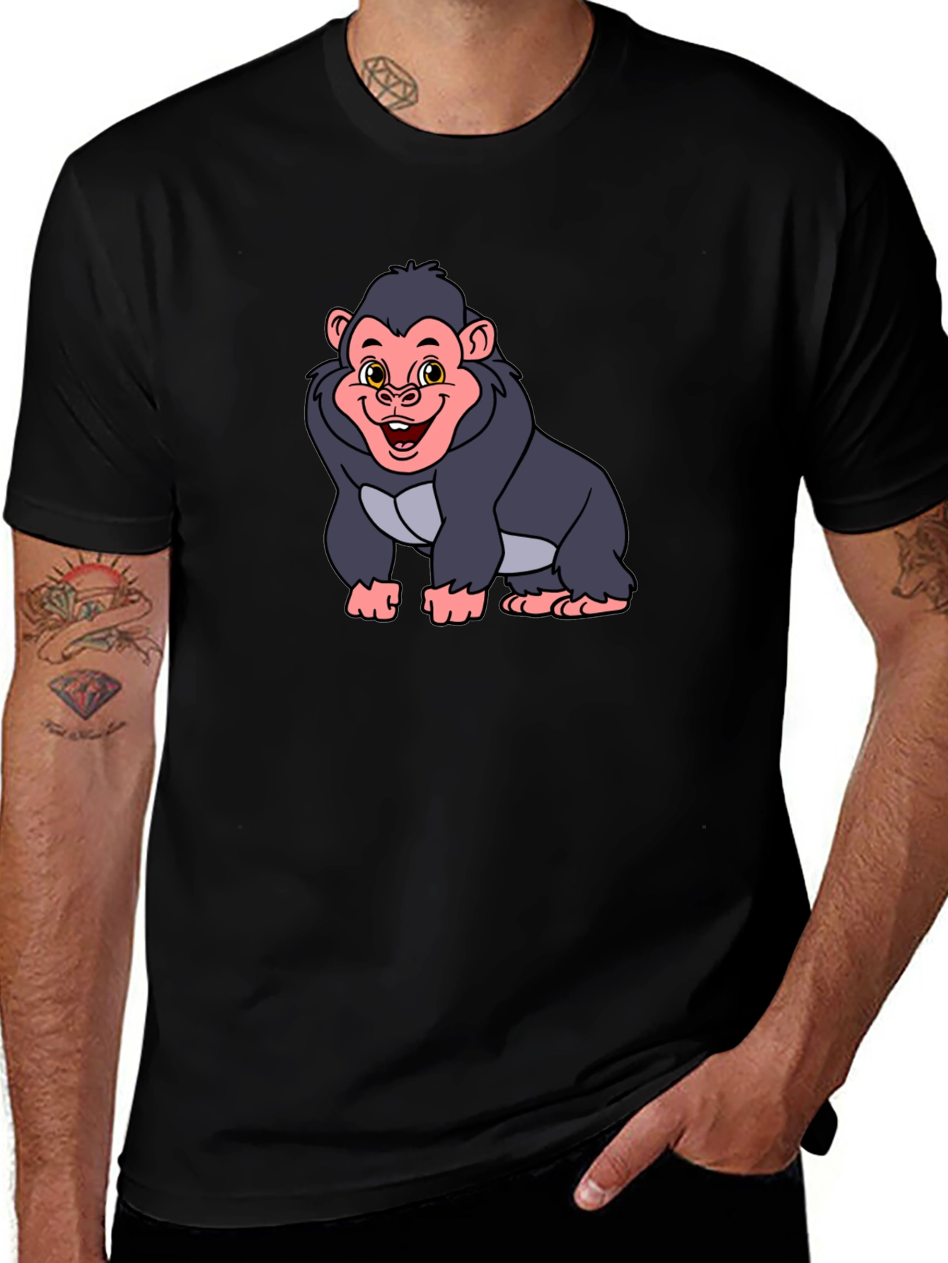 Variant 19 of Cartoon Gorilla Graphic Tee - Black Unisex T-Shirt