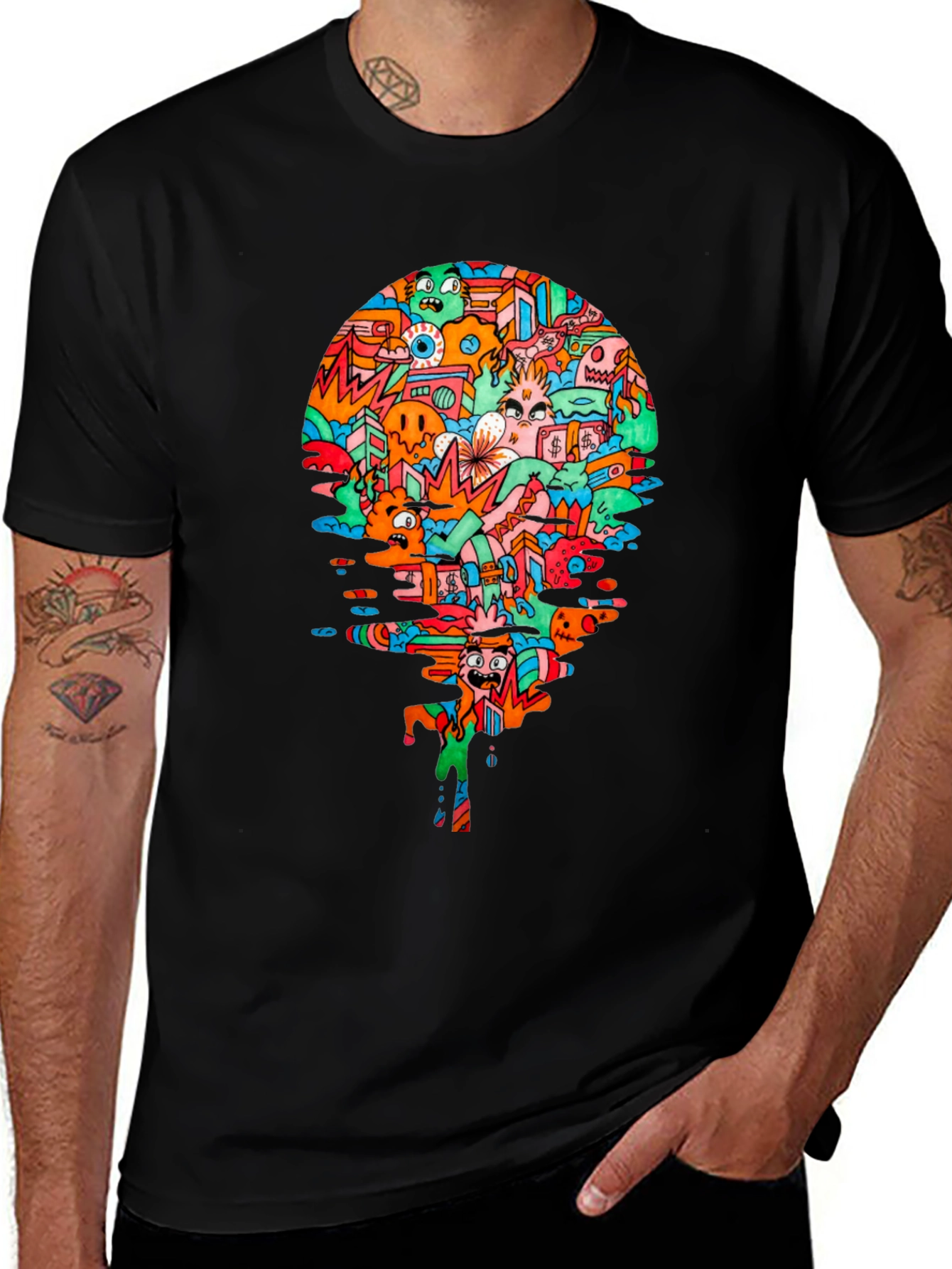 Variant 2 of Abstract Doodle Art Black T-Shirt