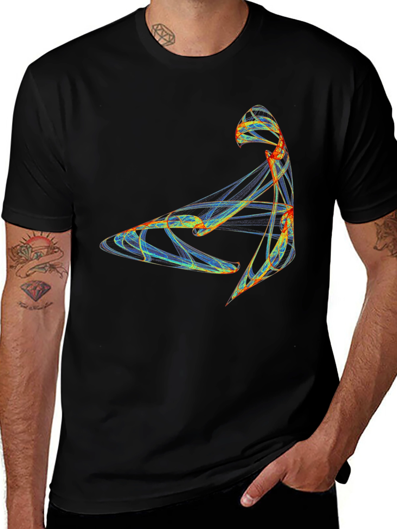 Variant 8 of Abstract Art Graphic Tee - Black Casual Cotton Shirt