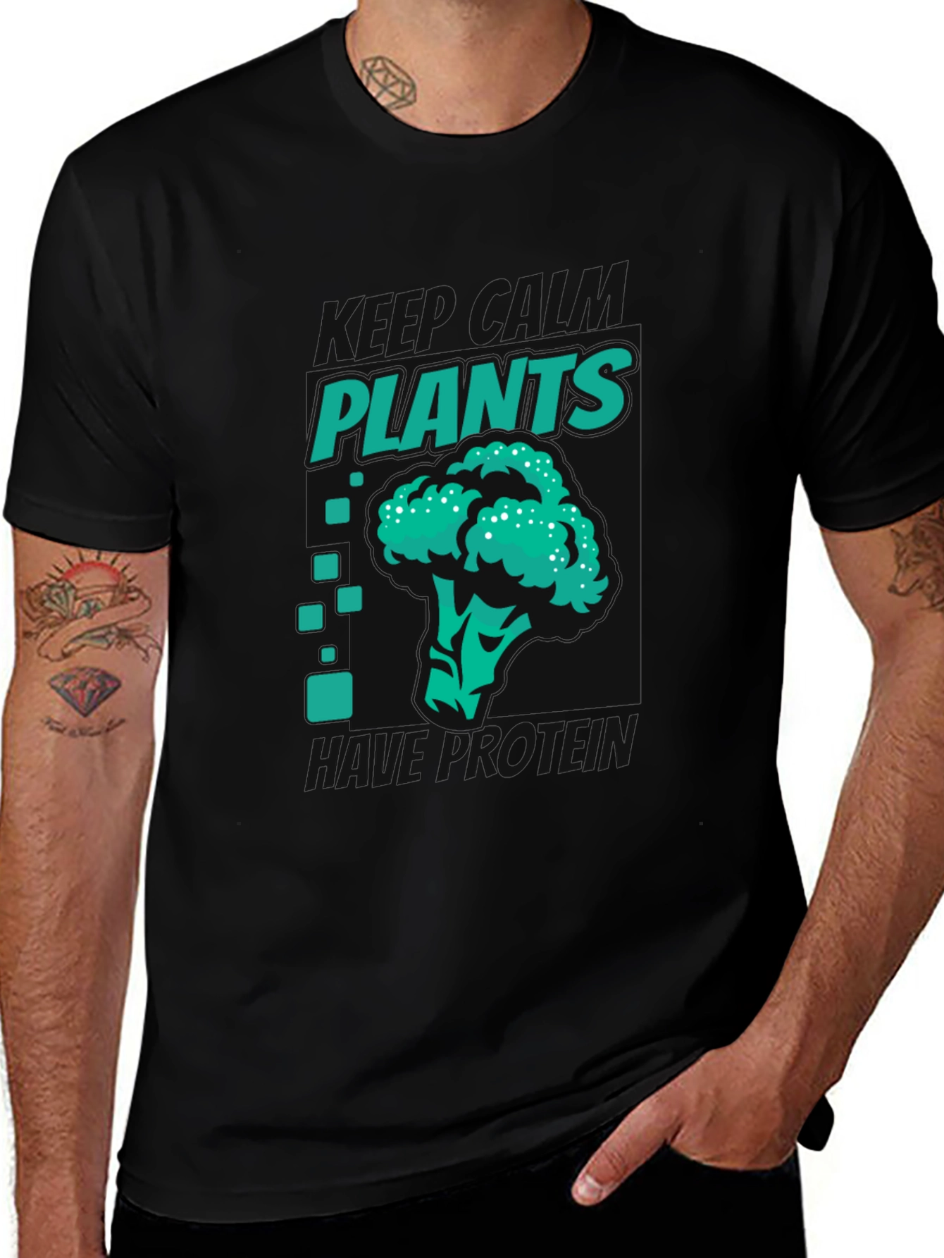 Eat Plants T-Shirt - Vegan Protein Broccoli Graphic Tee