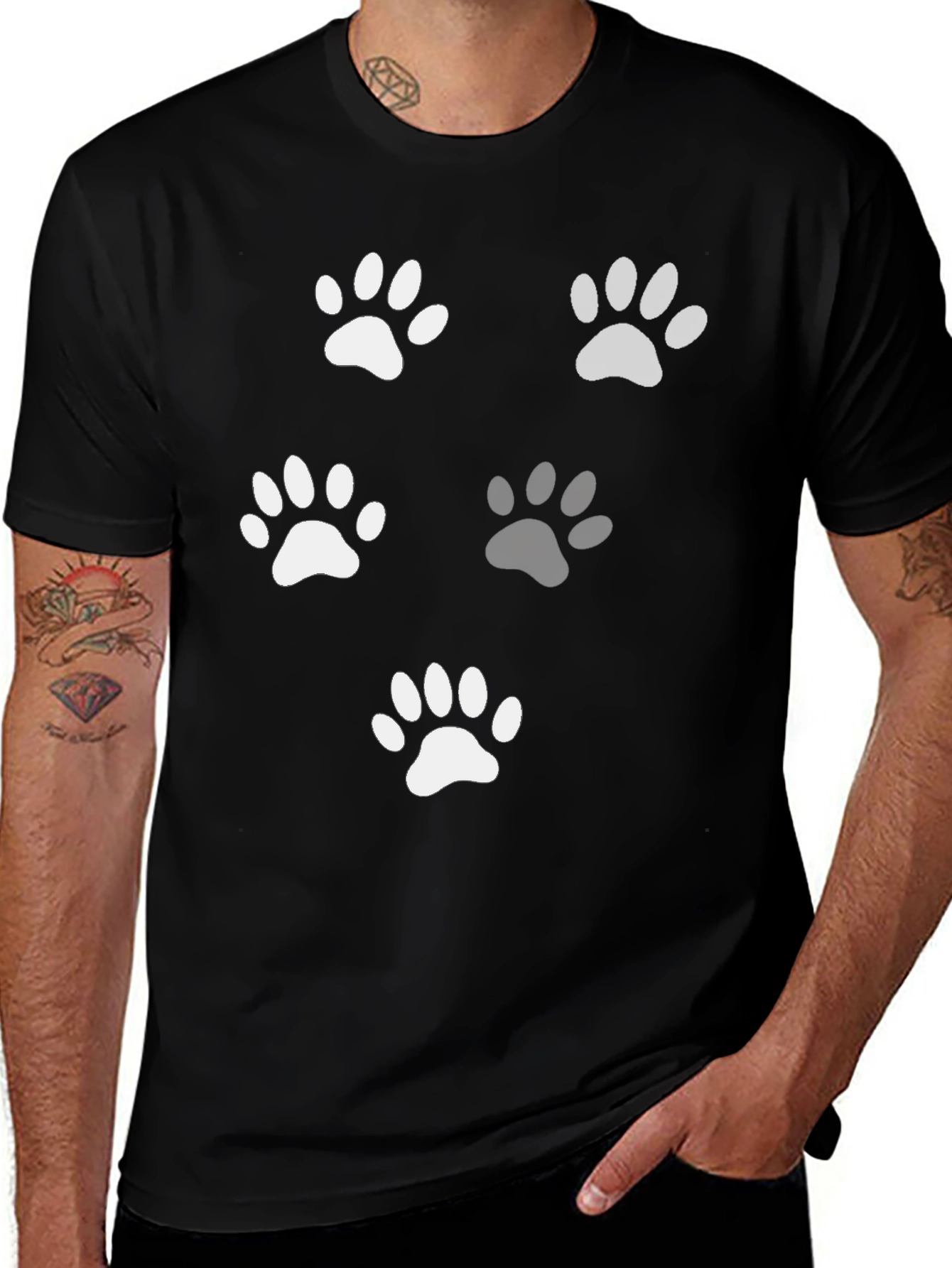 Variant 30 of Paw Print T-Shirt - Casual Black Tee