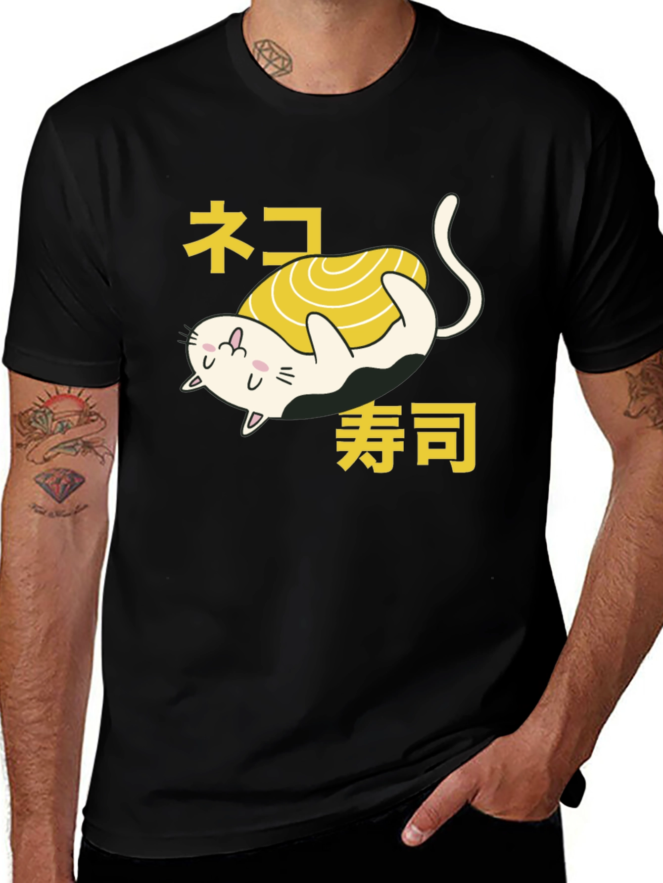 Sushi Cat Graphic T-Shirt - Kawaii Japanese Anime