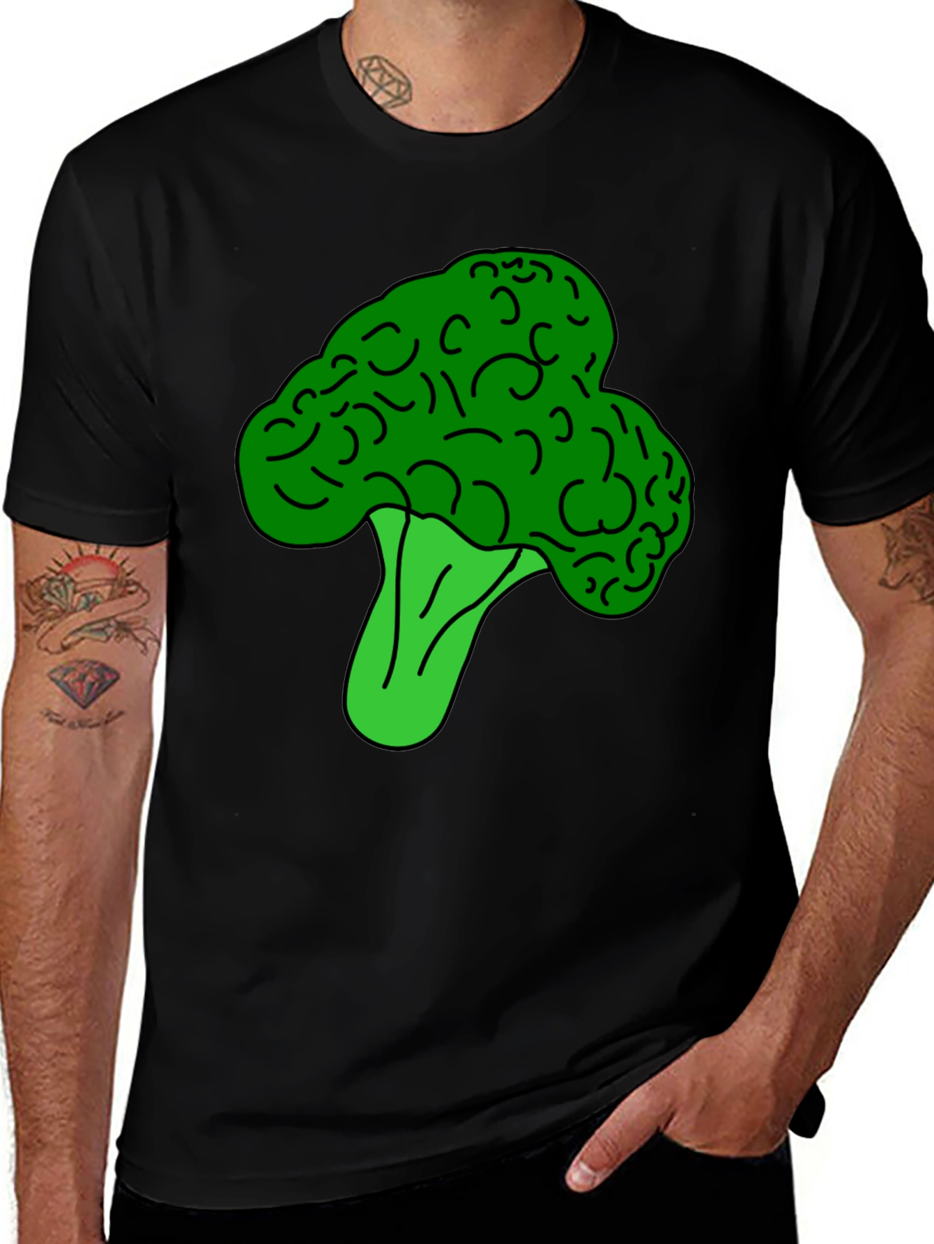 Variant 3 of Broccoli Graphic Tee - Black Cotton T-Shirt