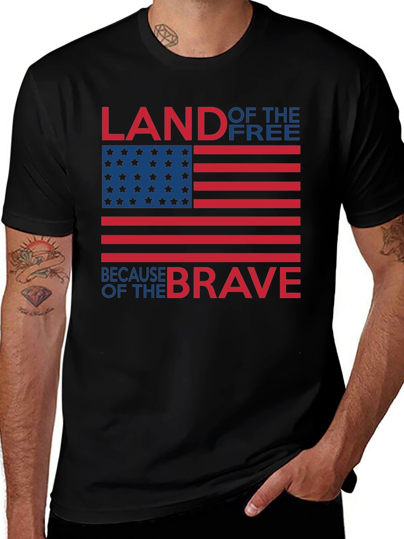 Variant 16 of Patriotic USA Flag Land of the Free Men's T-Shirt