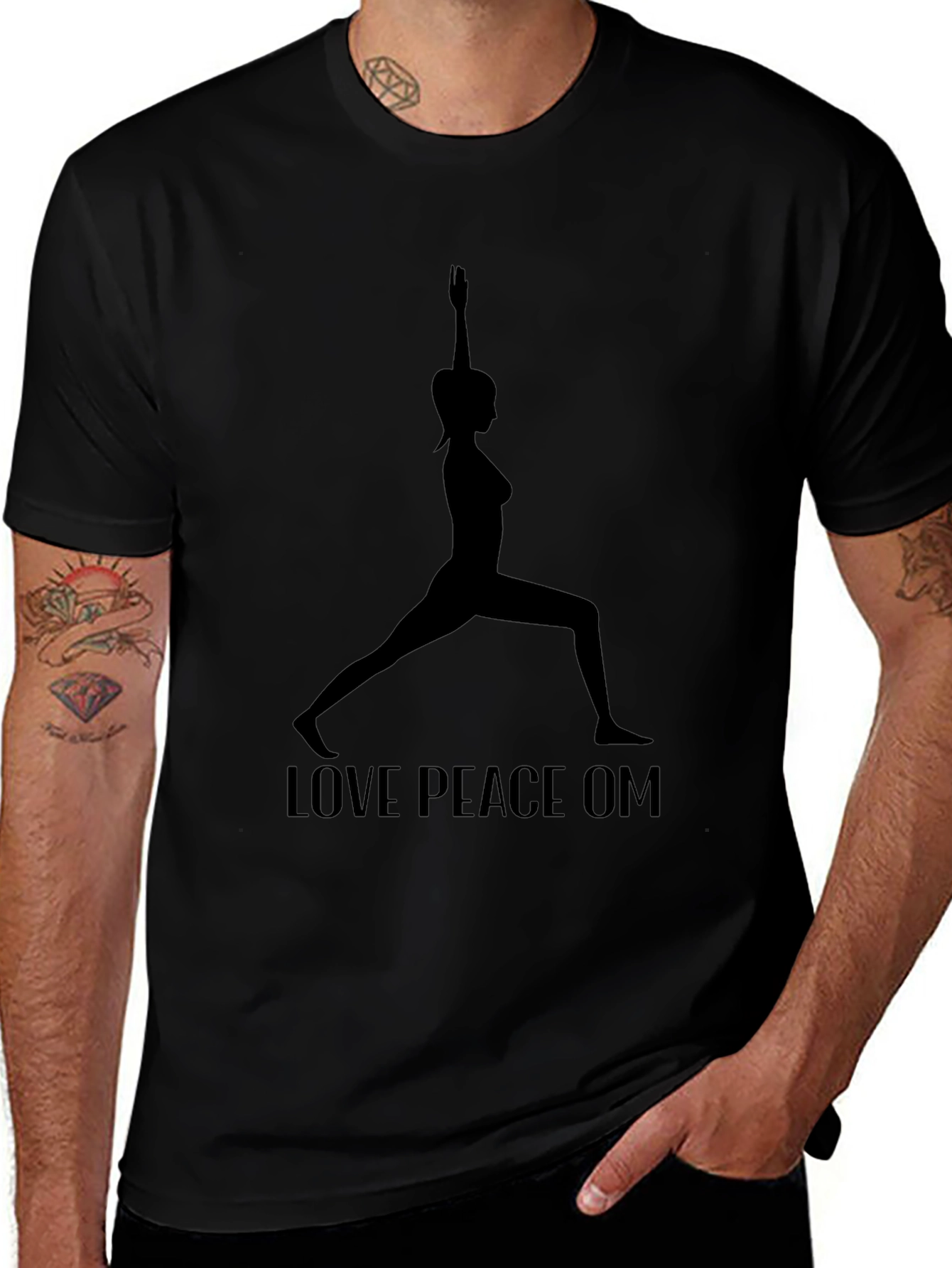 Yoga Silhouette Graphic Tee - Love Peace OM