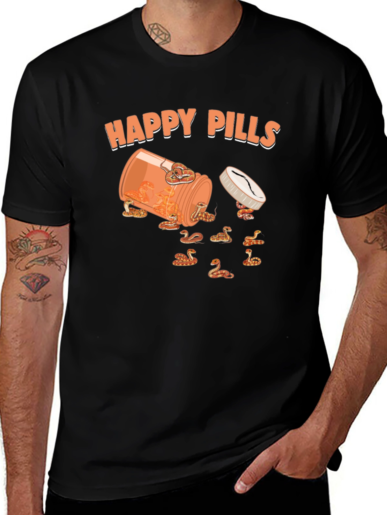 Happy Pills Snake T-Shirt - Unique Graphic Tee