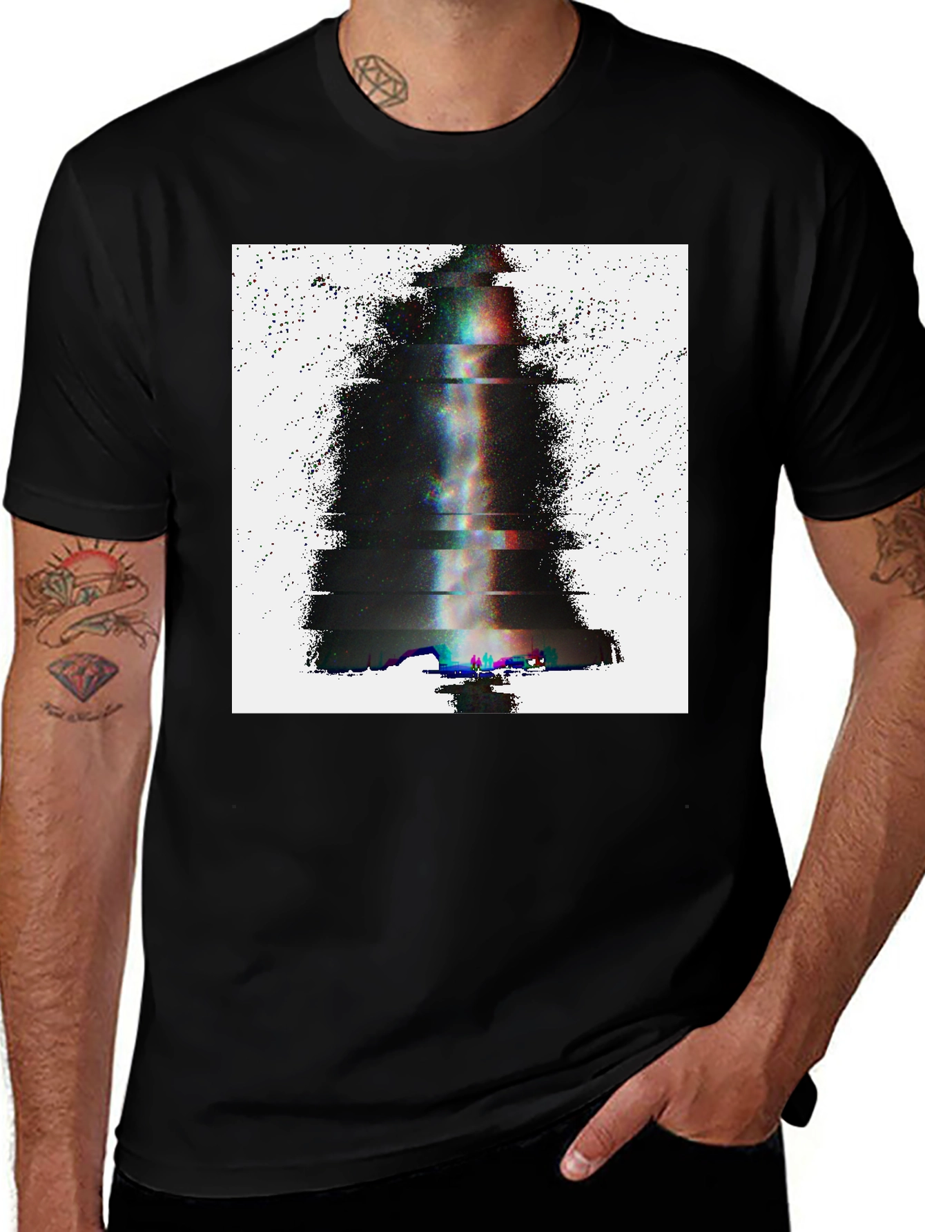 Variant 29 of Abstract Glitch Art Black T-Shirt