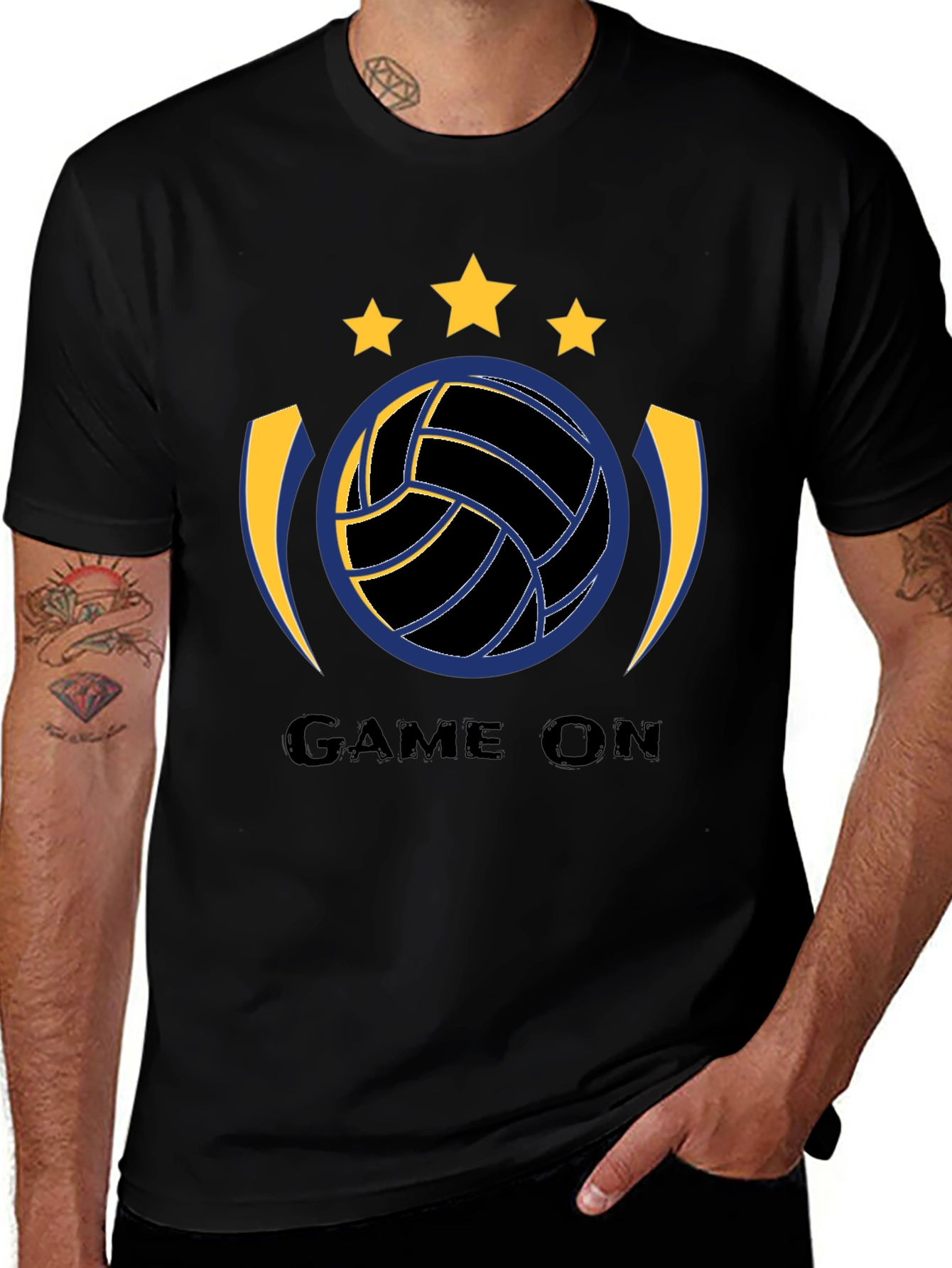 Variant 26 of Game On Black Volleyball Graphic T-Shirt