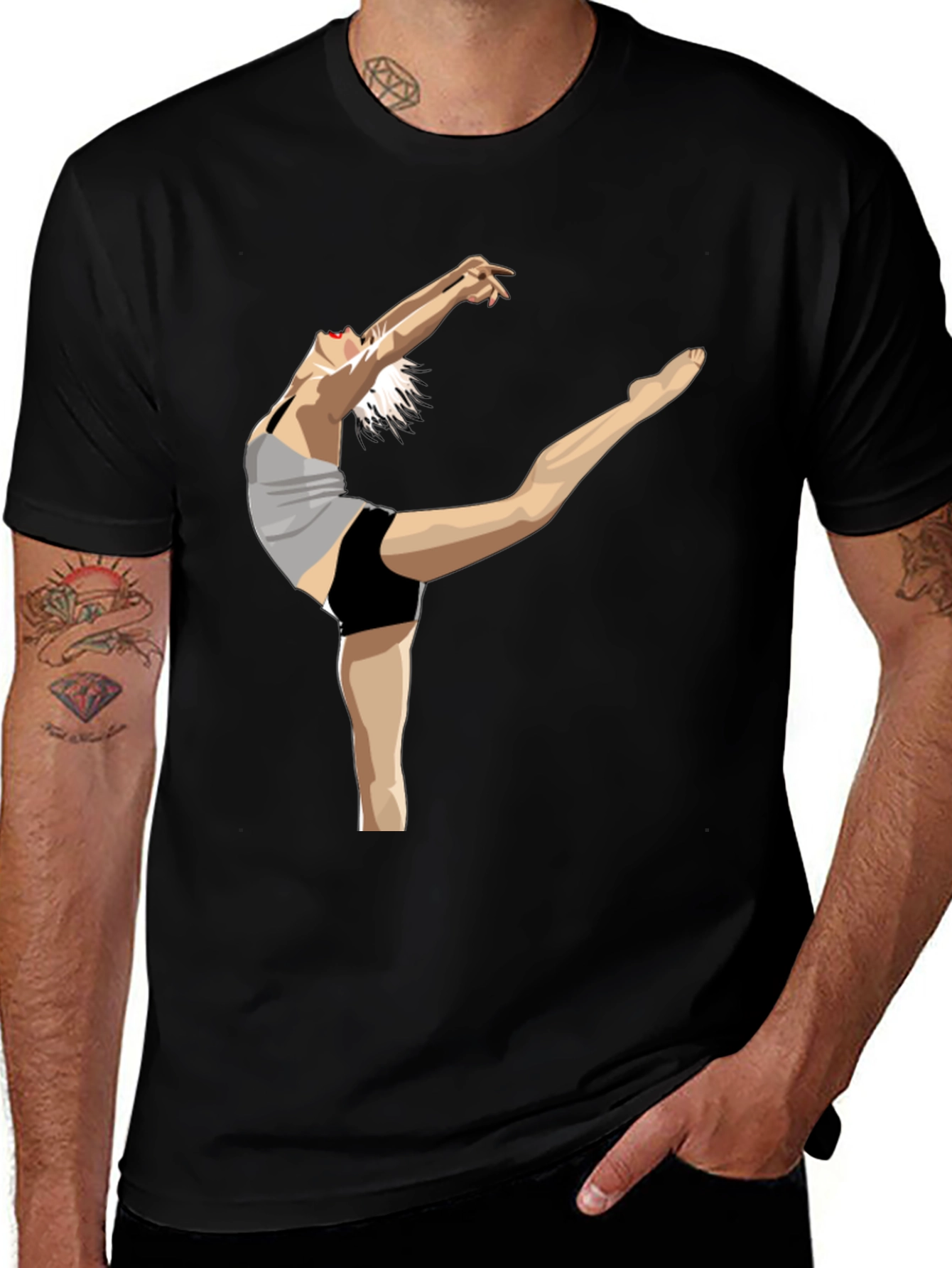 Variant 12 of Black T-Shirt with Dancer Graphic Print