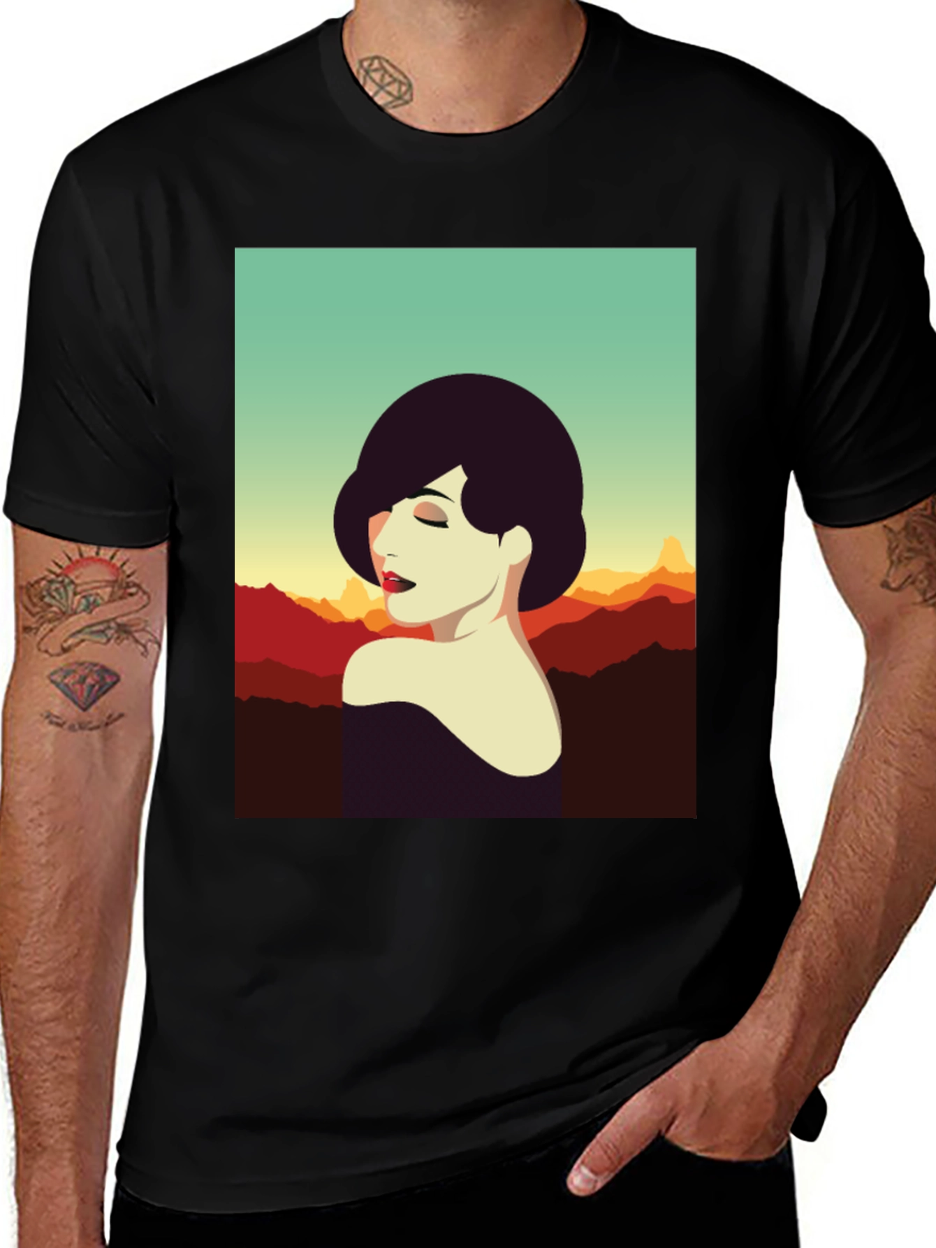 Variant 30 of Retro Woman Graphic Tee - Stylish Black T-Shirt