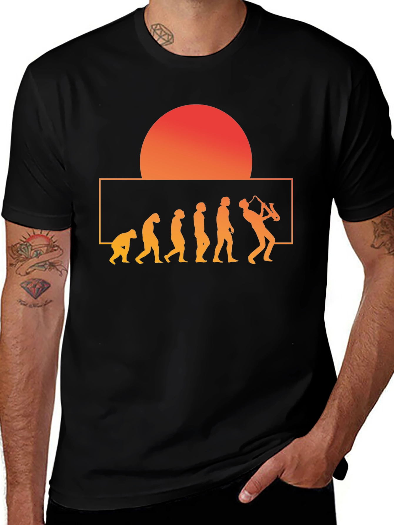 Black Evolution of Saxophone T-Shirt main image