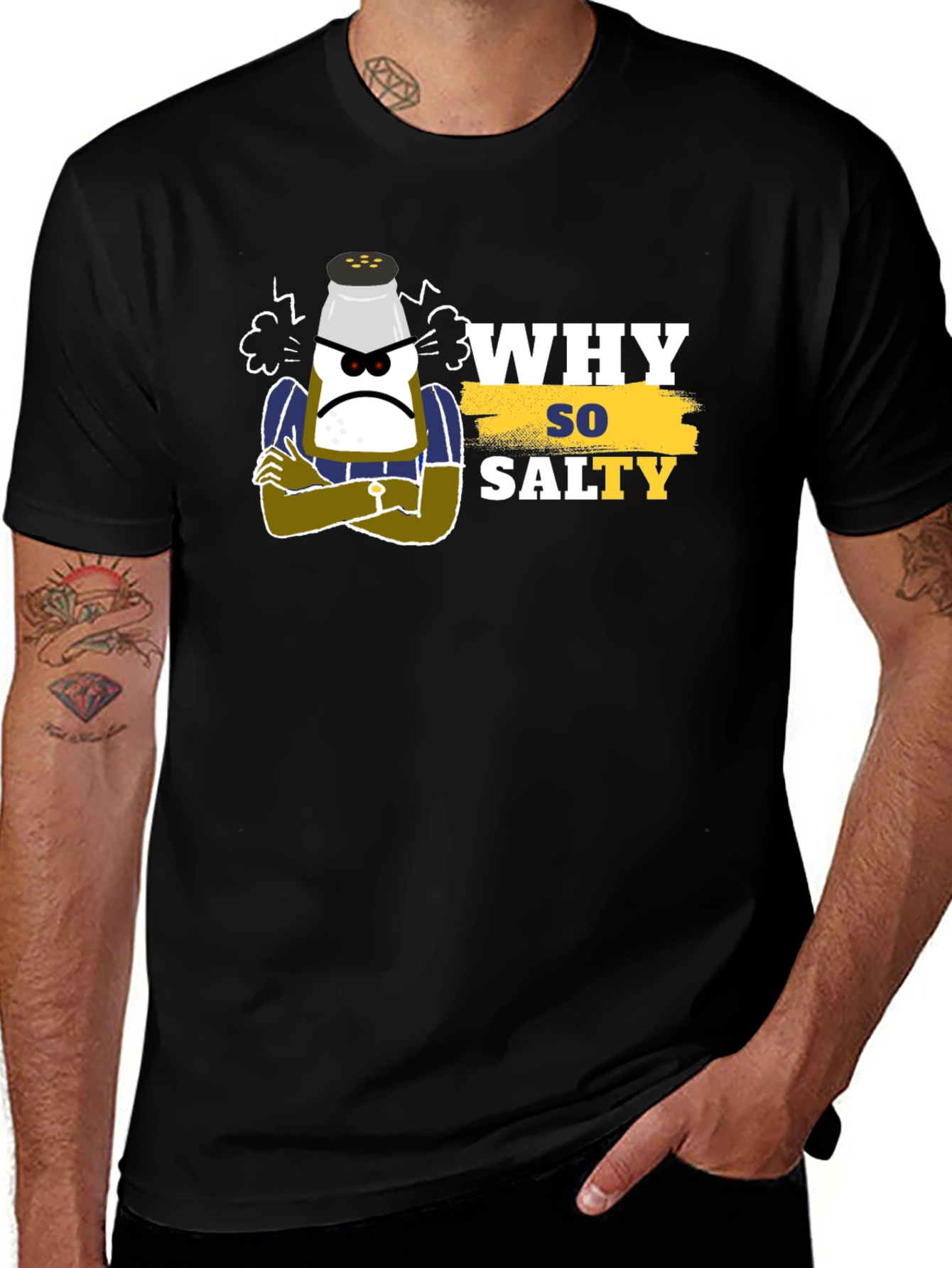 Why So Salty Black T-Shirt - Funny Graphic Tee