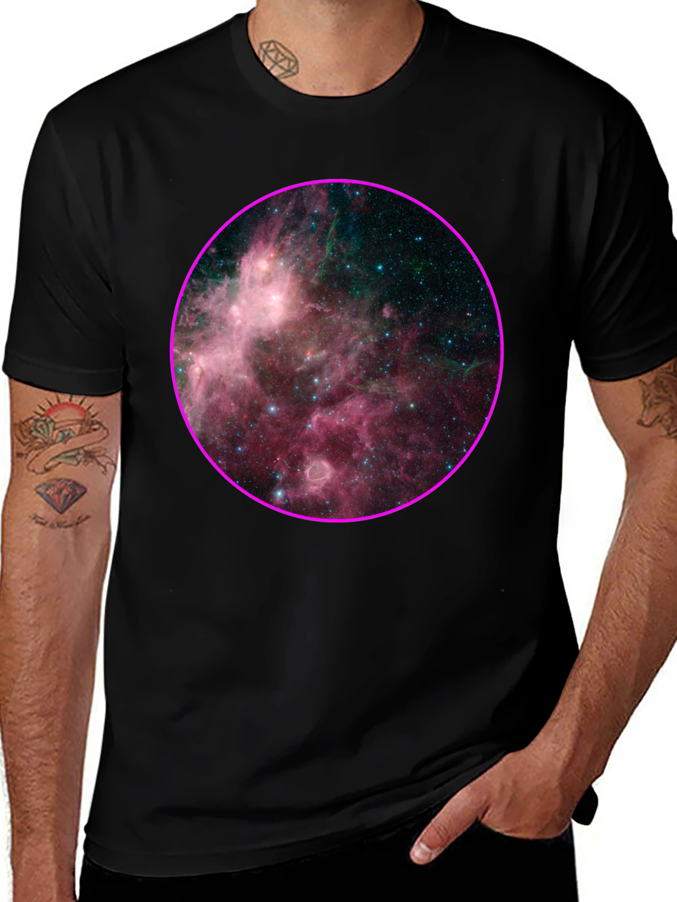 Variant 30 of Nebula Galaxy Print Black T-Shirt