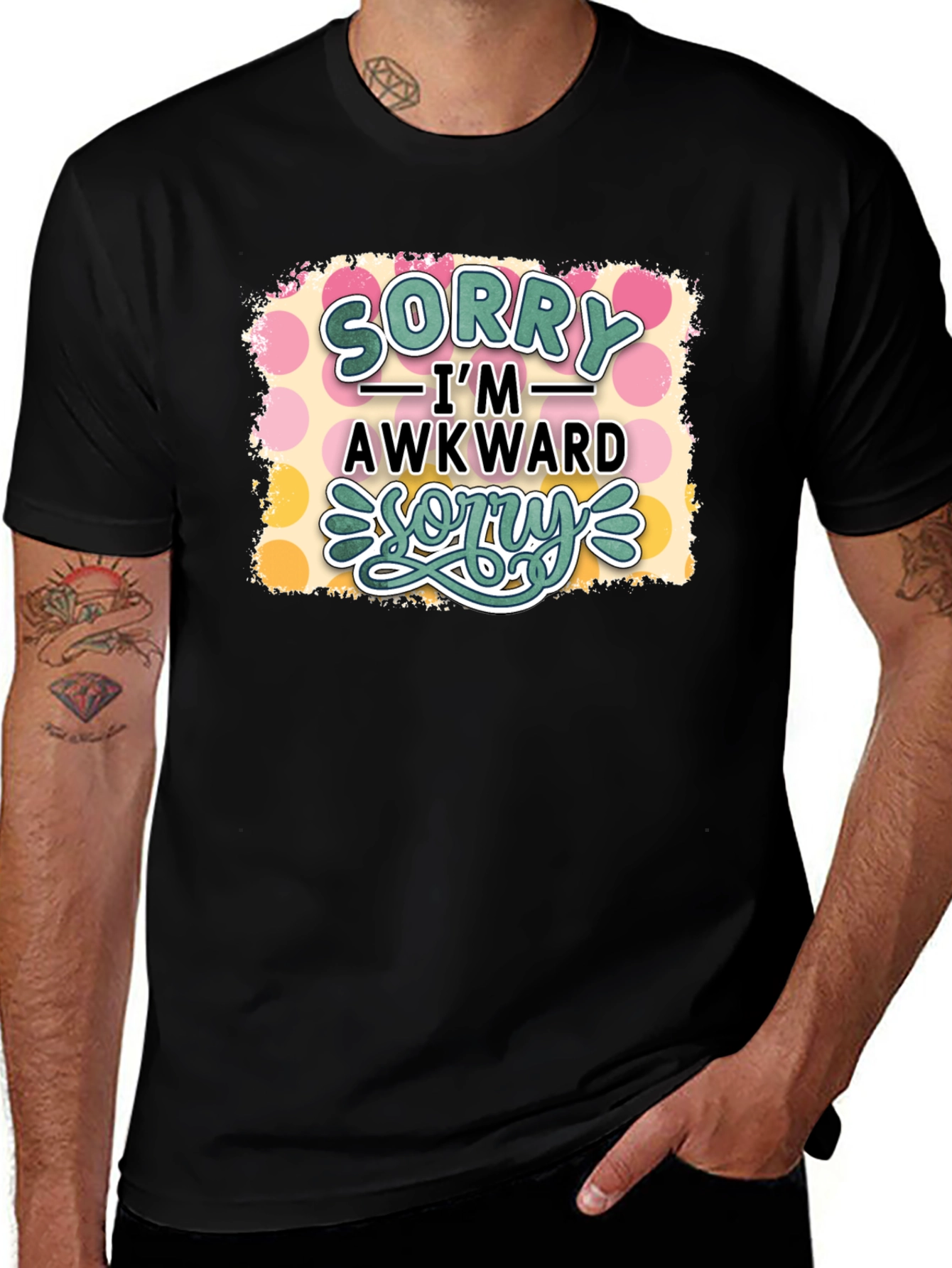 Variant 27 of Sorry I'm Awkward Black T-Shirt