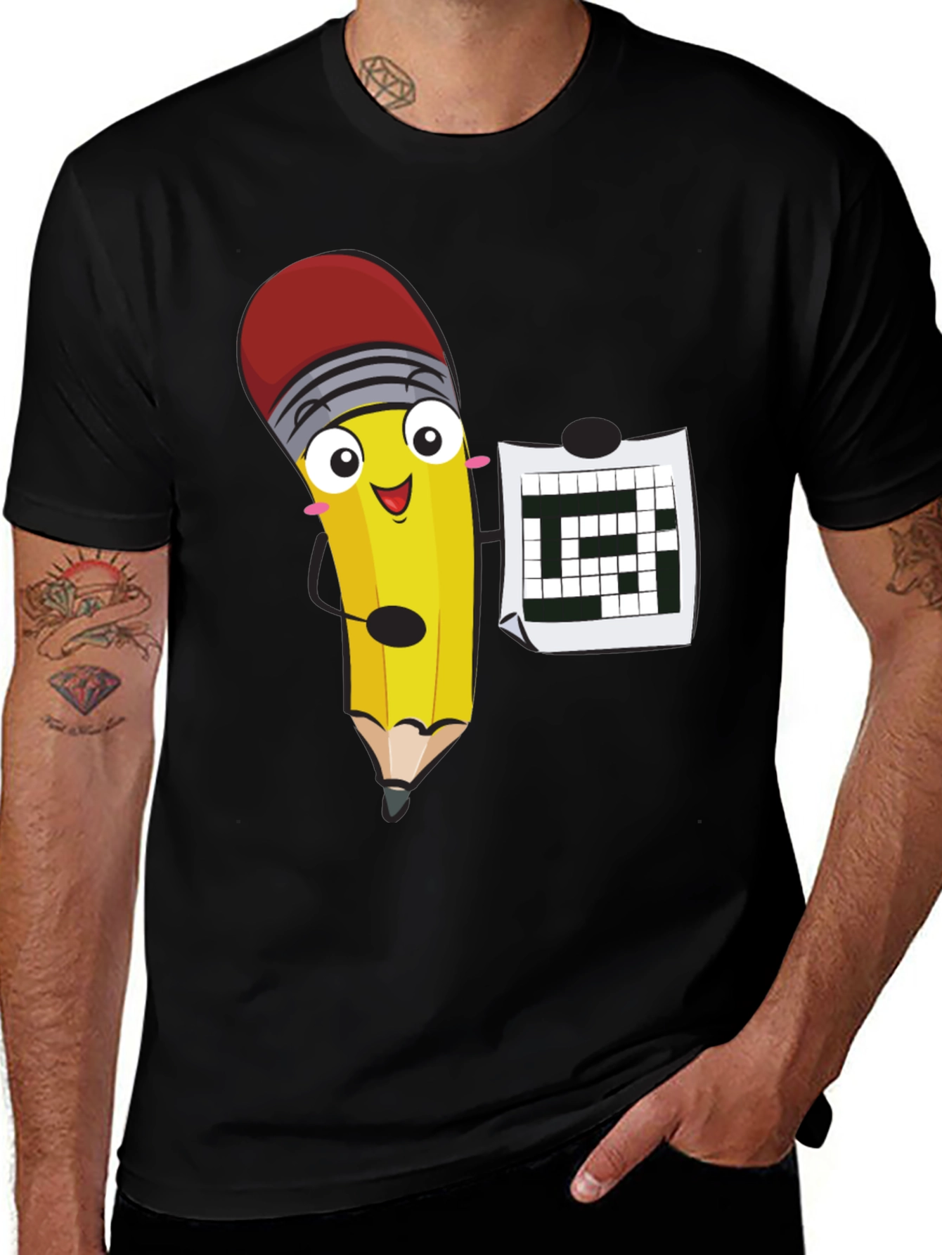 Variant 14 of Pencil & Puzzle Men's Black T-Shirt